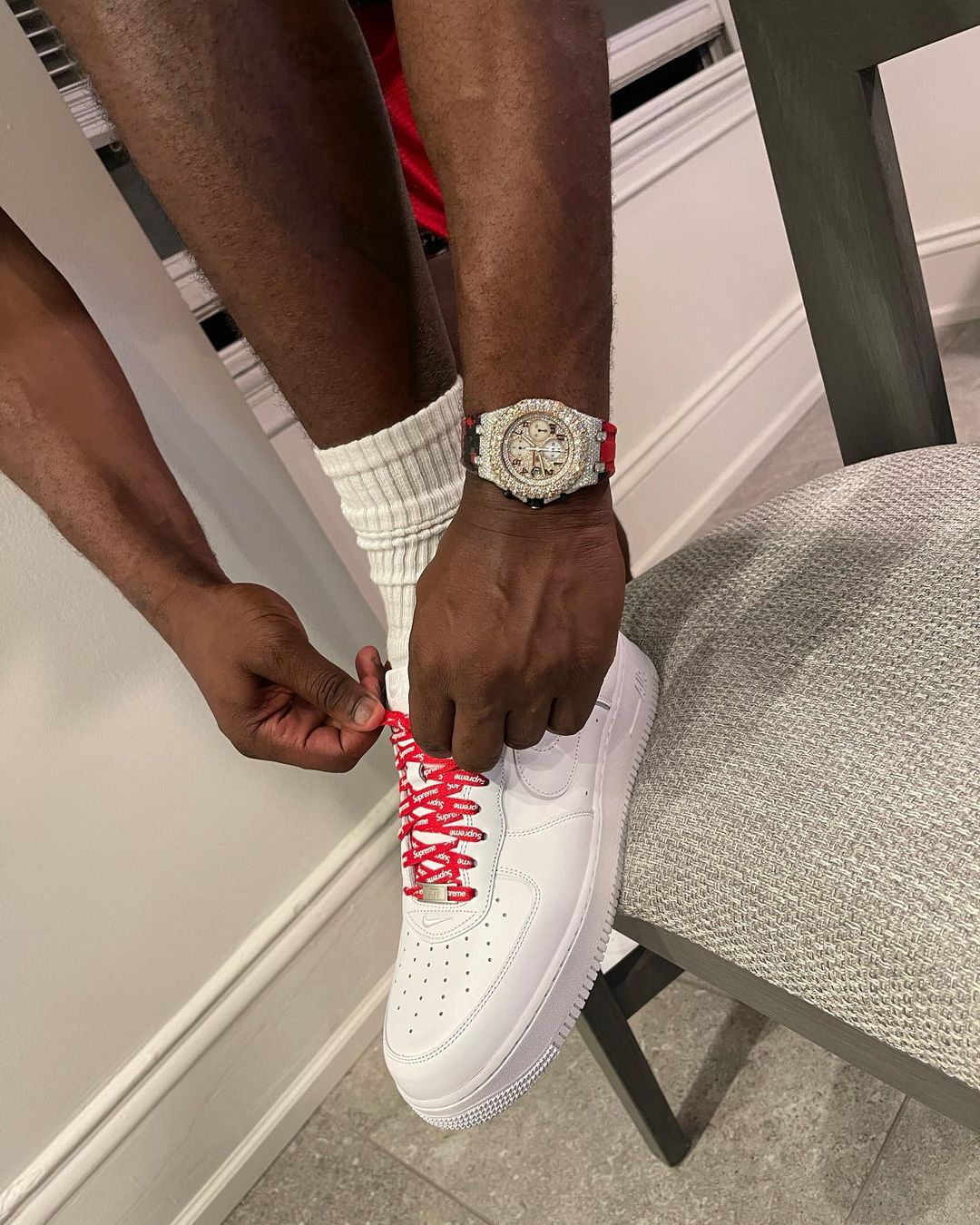 Dion Waiters Wearing Our Red Digi Camo Strap