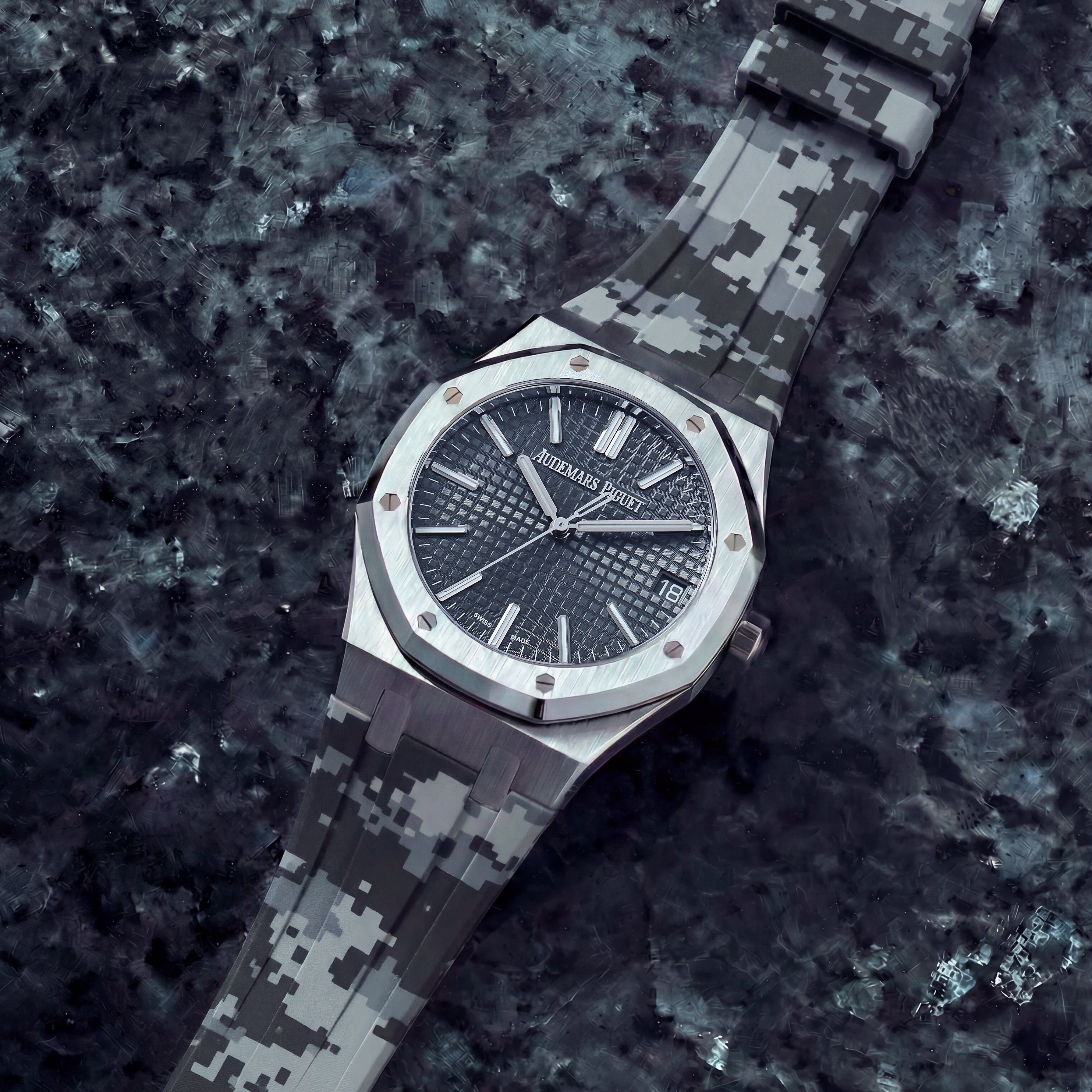 Rubber Strap for Audemars Piguet Royal Oak (41mm) - Graphite Digi Camo