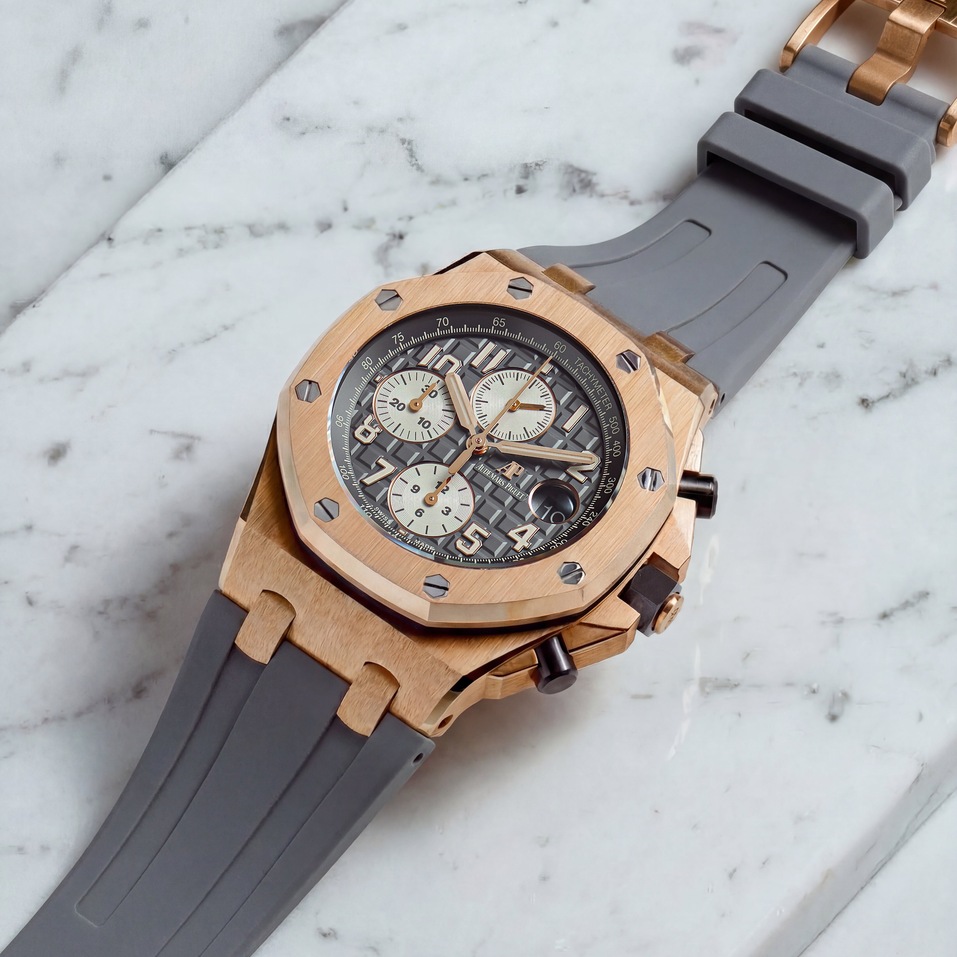 Audemars Piguet Royal Oak Offshore 42mm on Graphite Grey Rubber Horus Strap with Tang Buckle