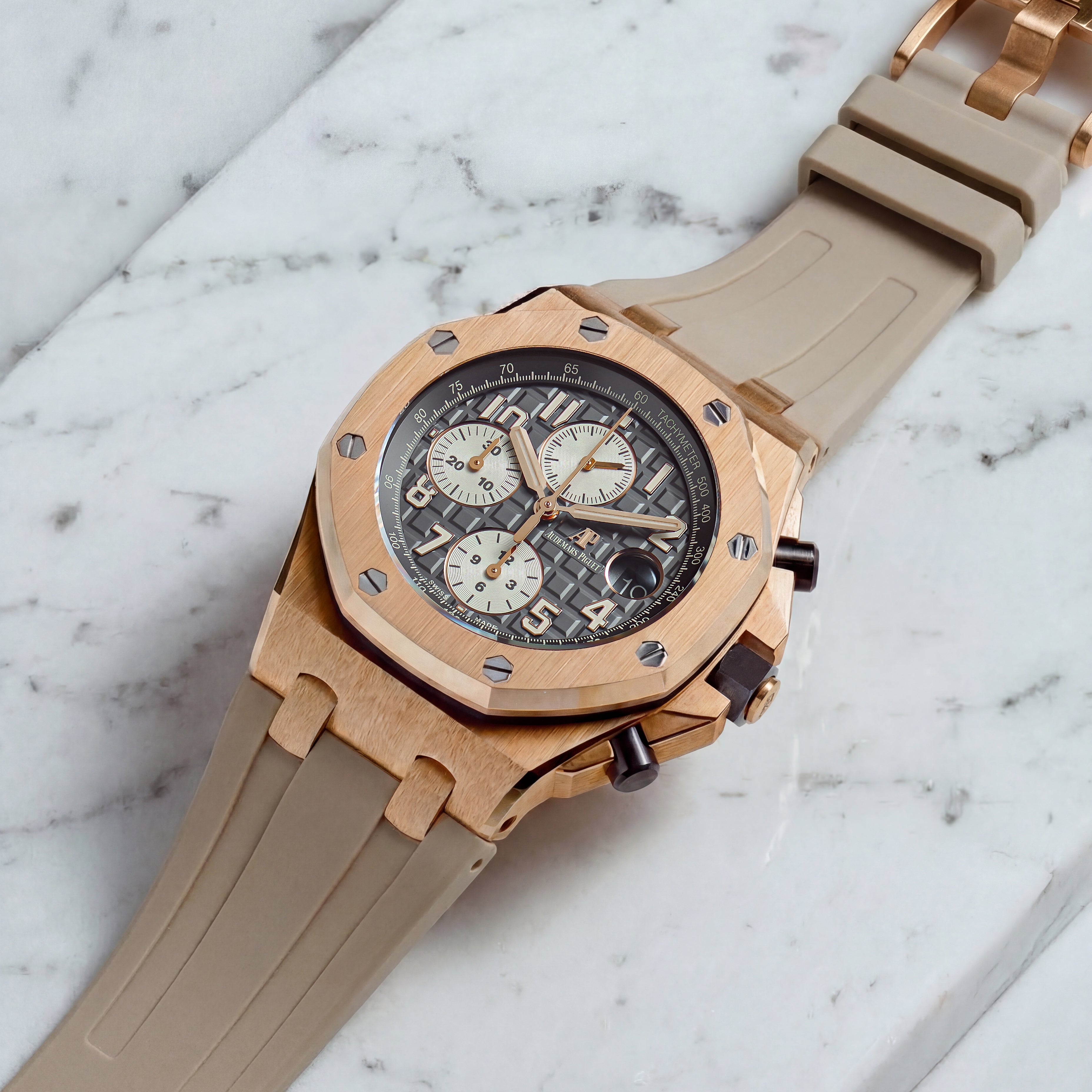 Audemars Piguet Royal Oak Offshore 42mm on Hurricane Grey Rubber Horus Strap with Tang Buckle