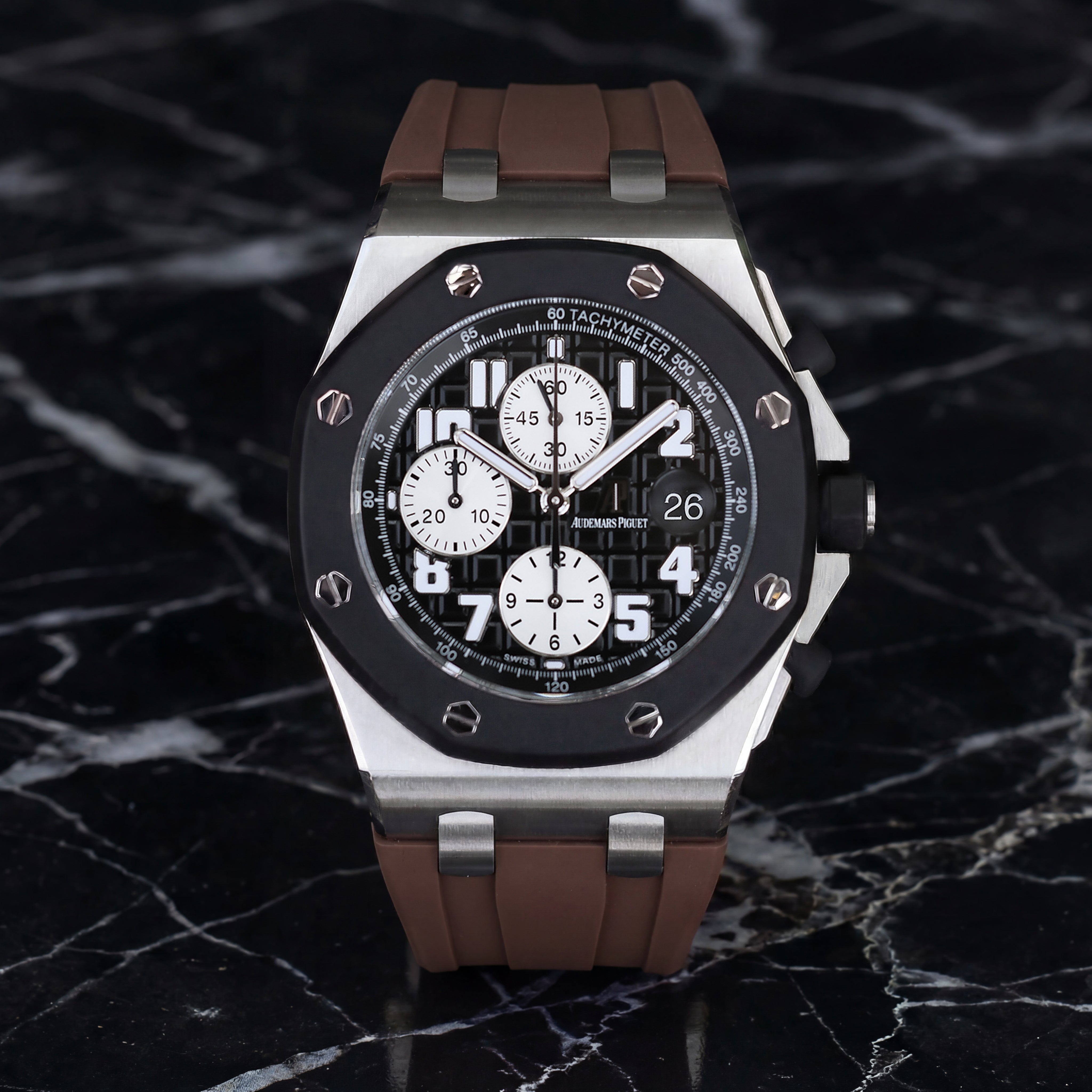 アリエル Audemars Piguet 42mm Royal Oak Offshore Espresso Brown Rubber Strap