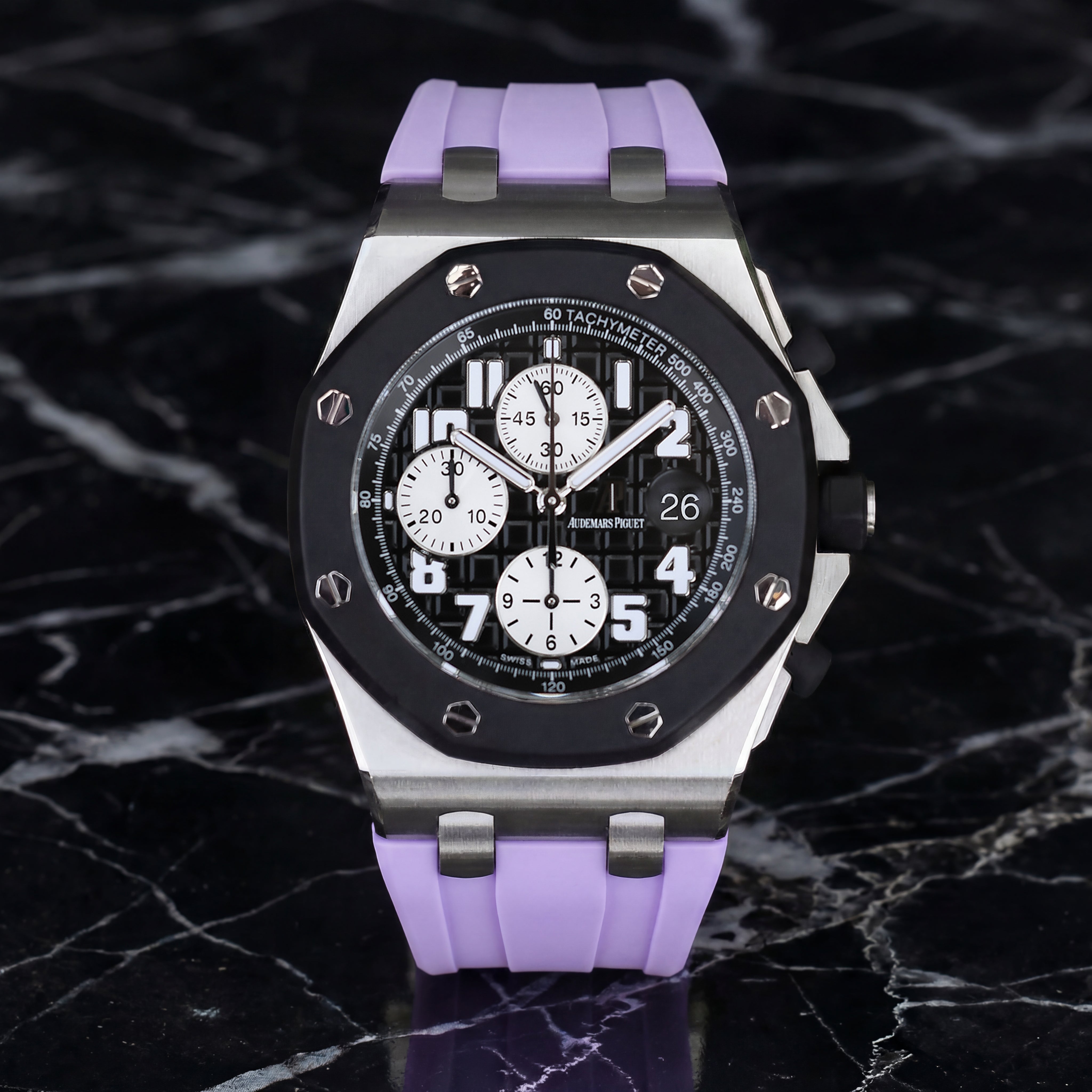 Audemars Piguet 42mm Royal Oak Offshore Lavender Purple Rubber Strap