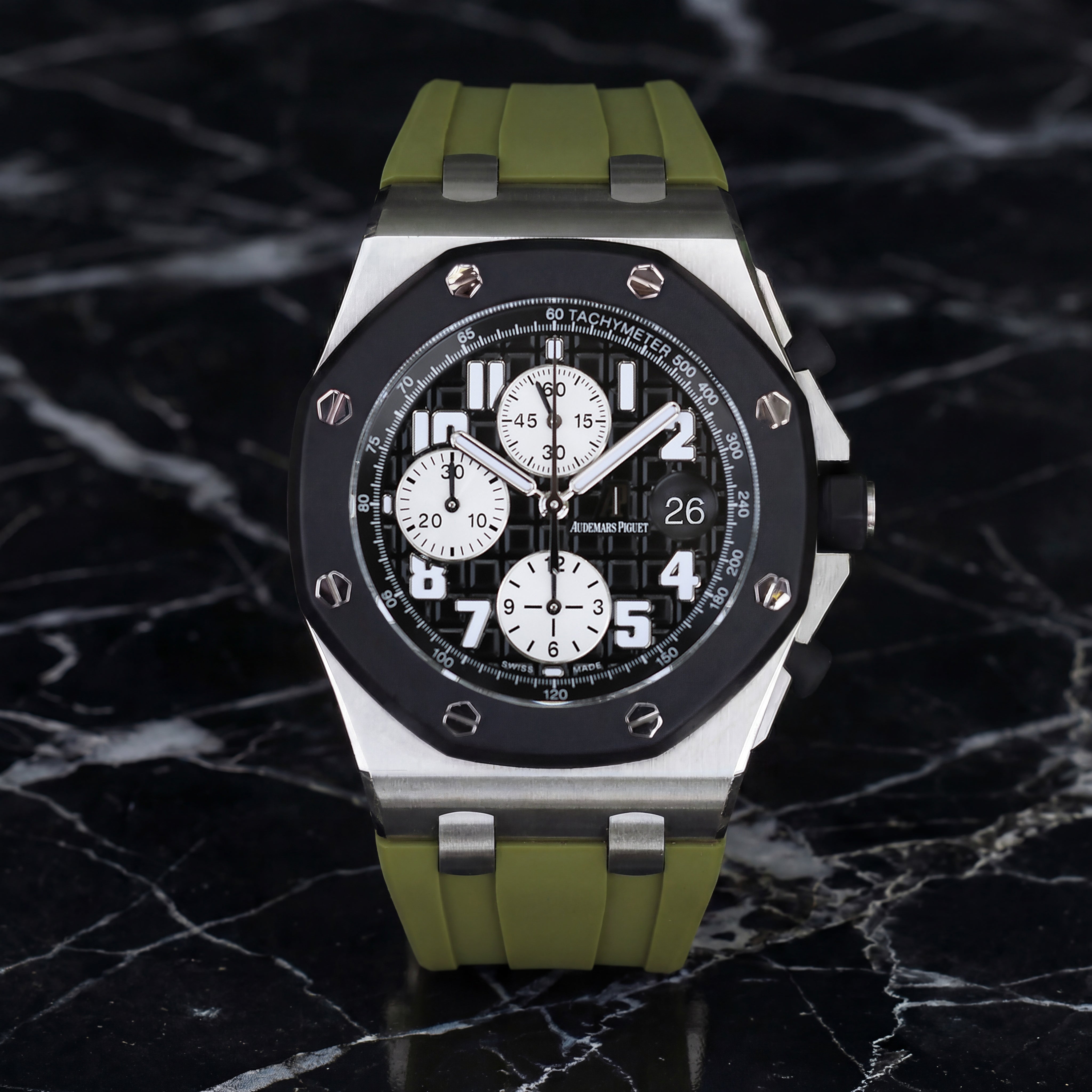 Audemars Piguet  Oak Offshoreラバーベルト Audemars Piguet 42mm Royal Oak Offshore Olive Green Rubber Strap