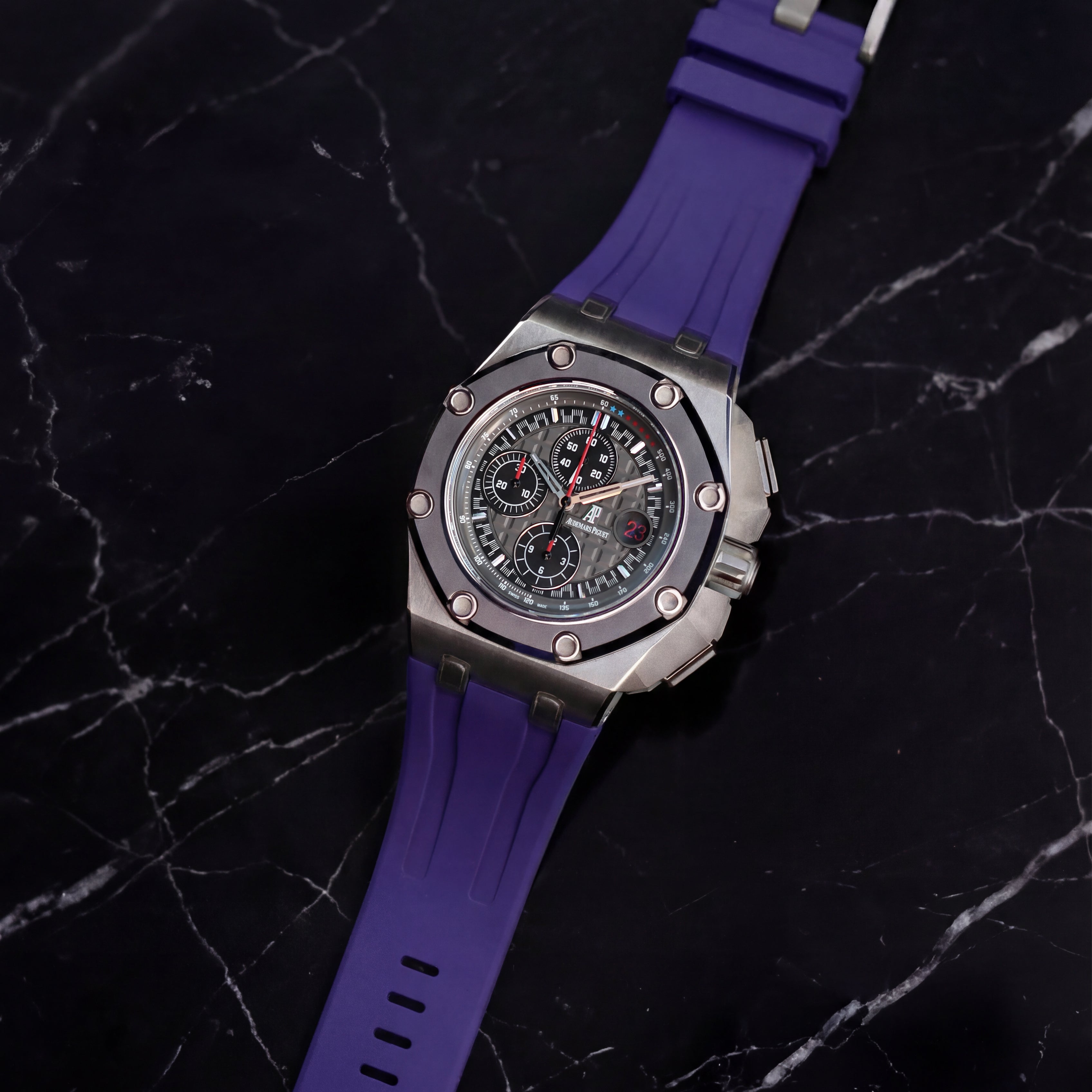 Audemars Piguet Royal Oak Offshore 44mm on Royal Purple Rubber Horus Strap