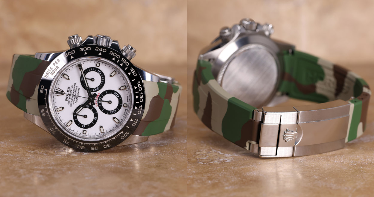 FKM Rubber Strap for Rolex Daytona on Bracelet - Jungle Camo