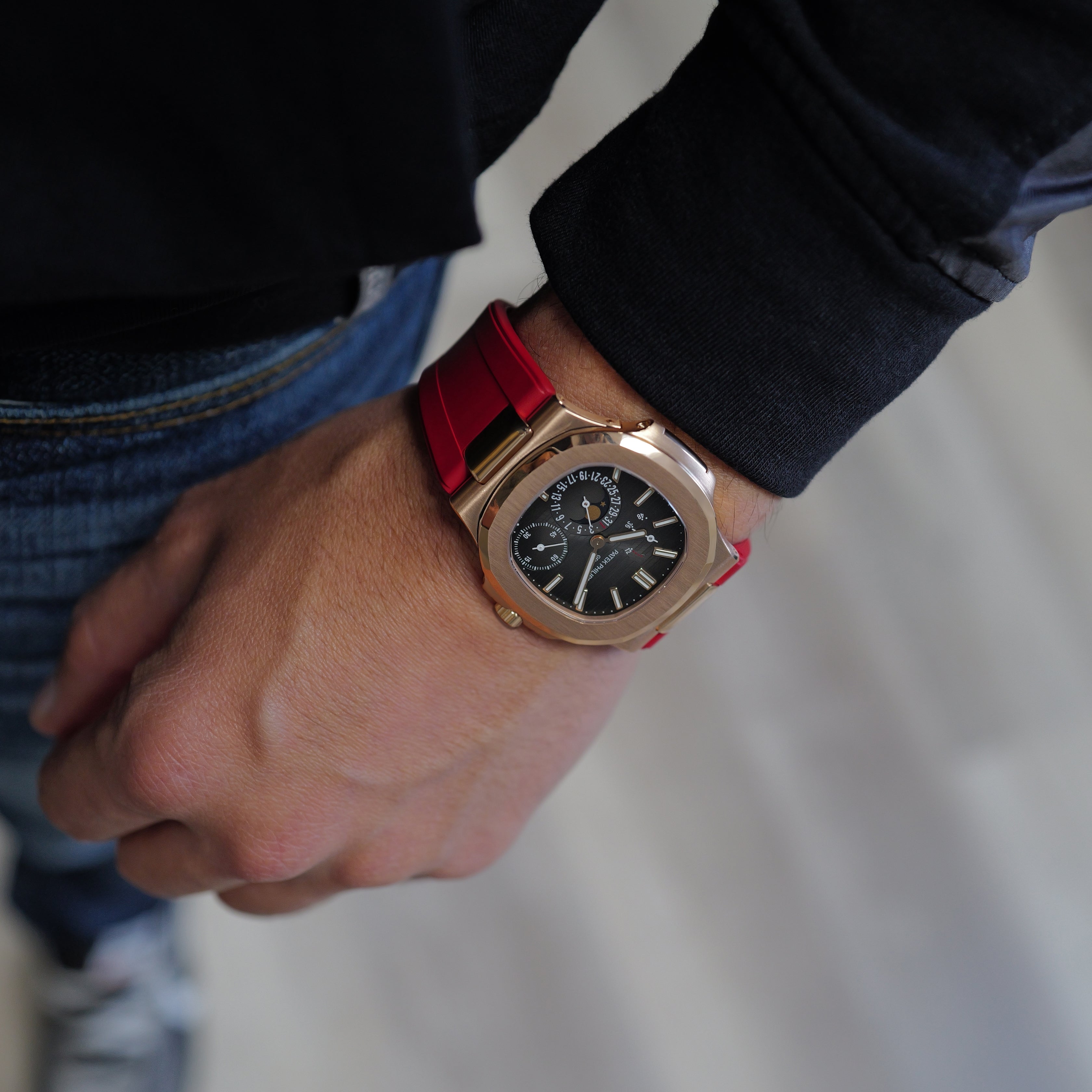 FKM Rubber Strap for Patek Philippe Nautilus - Crimson Red