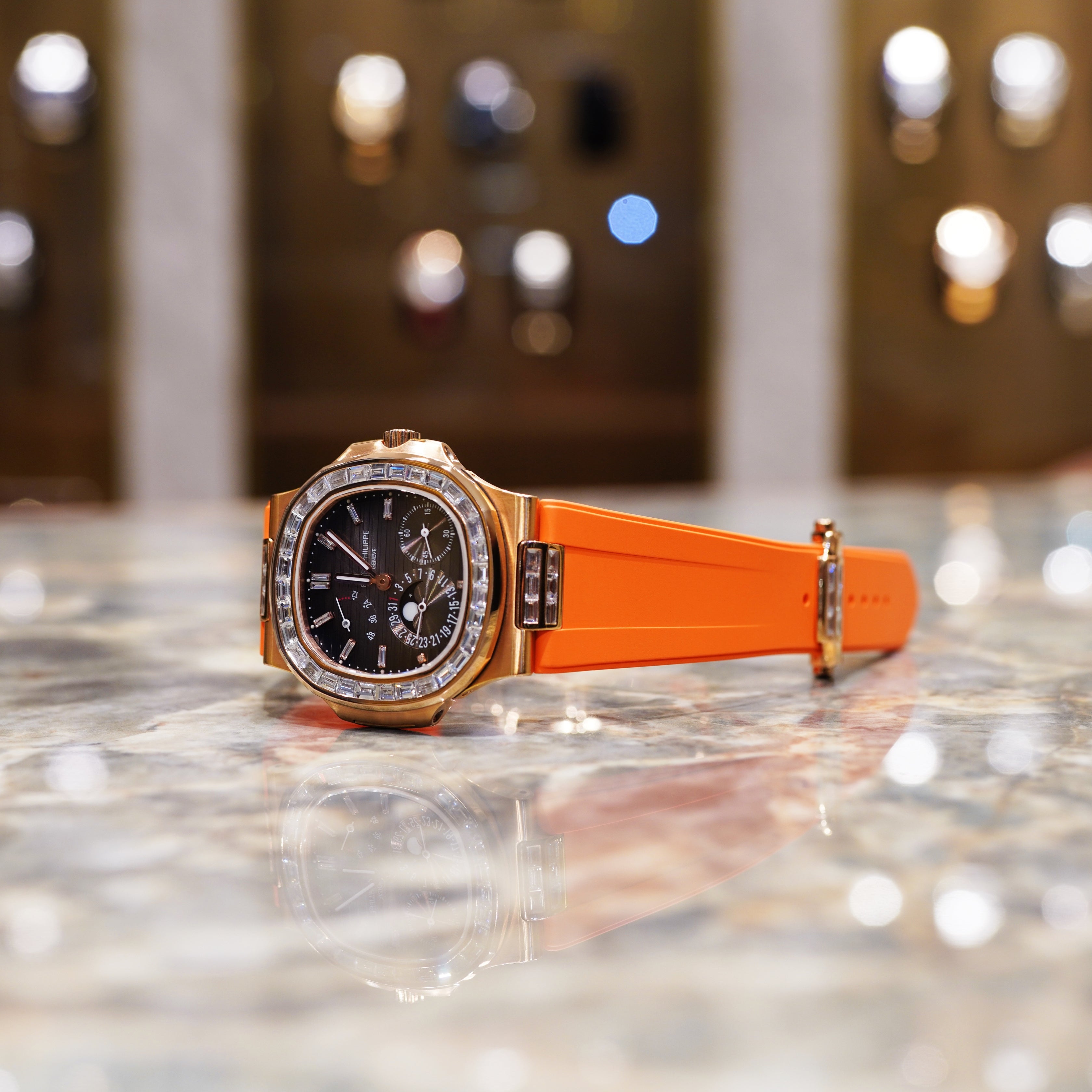 FKM Rubber Strap for Patek Philippe Nautilus - Tangerine Orange