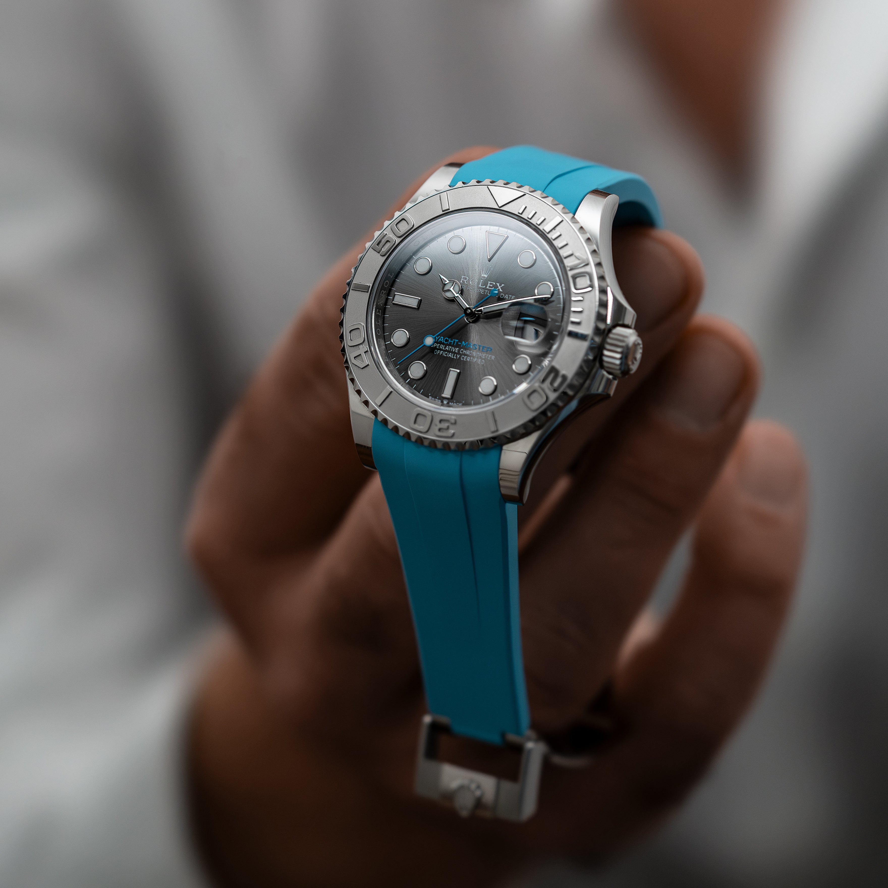 FKM Rubber Strap for Rolex Yacht-Master on Bracelet - Miami Blue