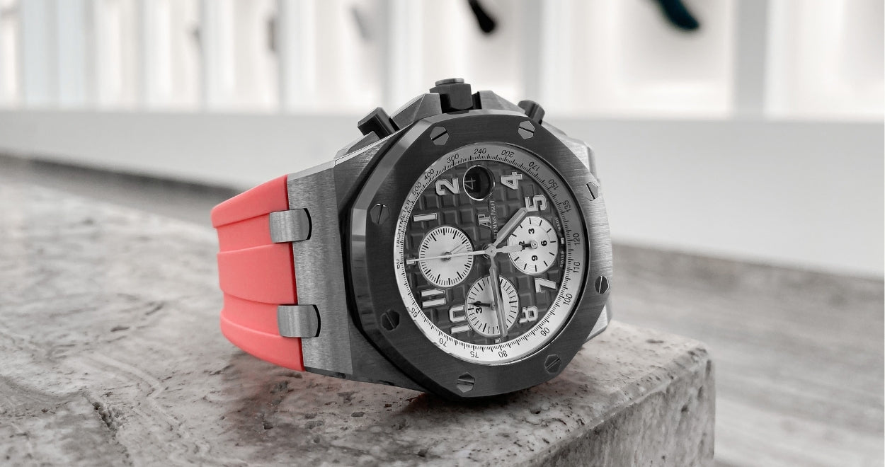 Rubber Strap for Audemars Piguet 42mm Royal Oak Offshore (Tang Buckle) - Flamingo Pink