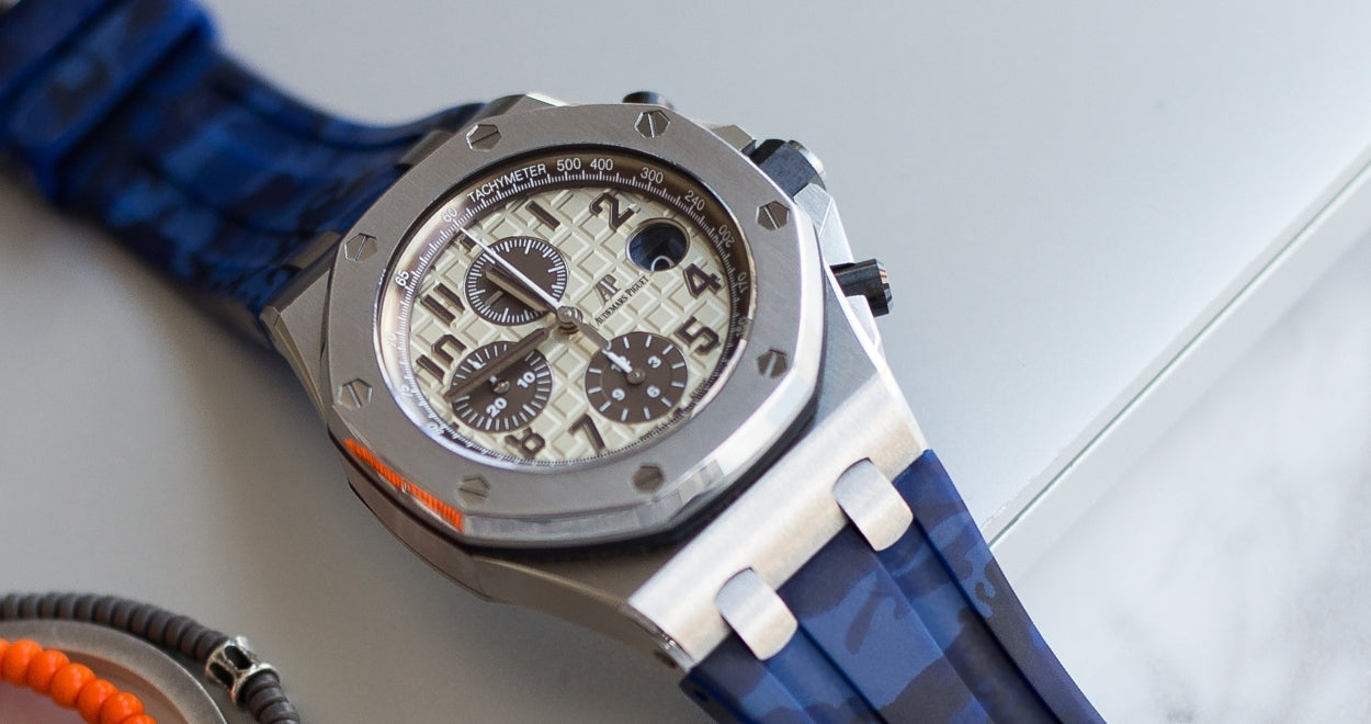 Rubber Strap for Audemars Piguet 42mm Royal Oak Offshore (Deployant Clasp) - Ocean Camo