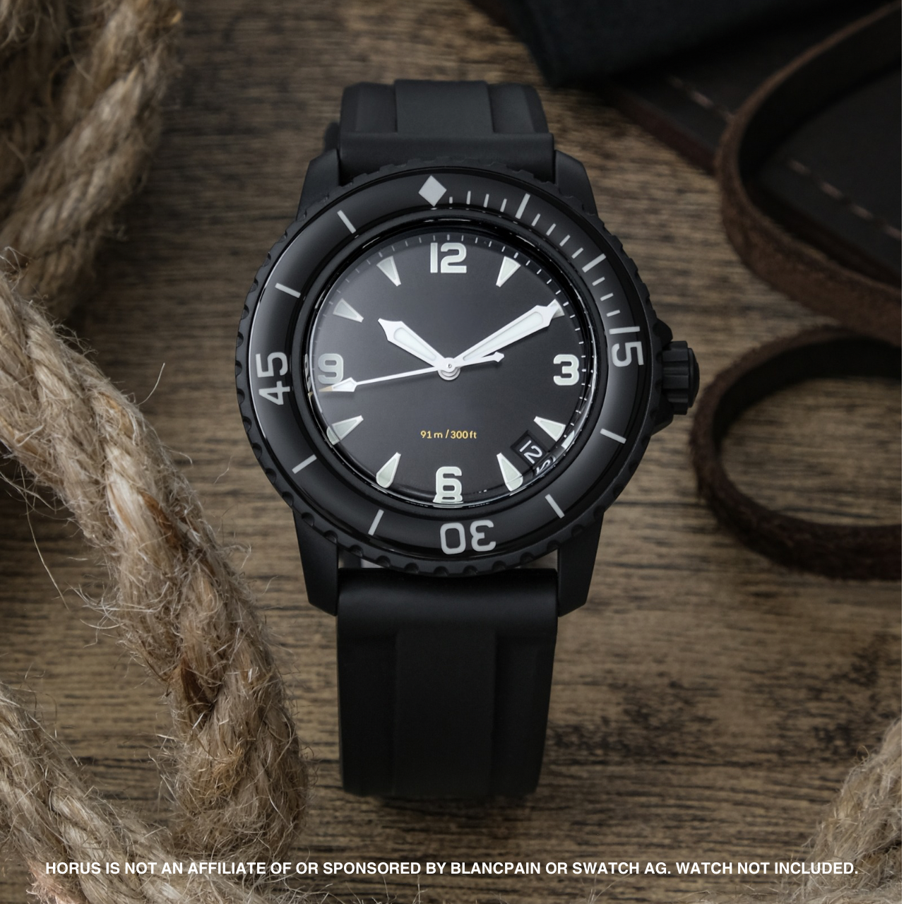 FKM Rubber Strap for Blancpain x Swatch Fifty Fathoms - Space Black
