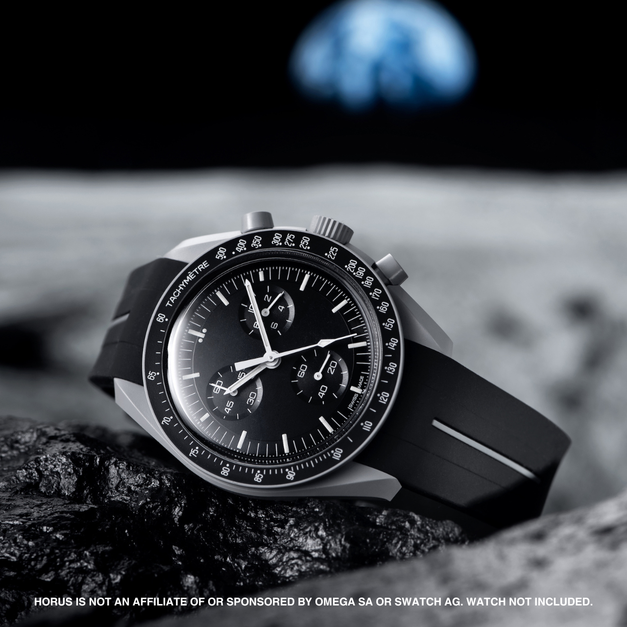 Rubber Strap for Swatch x Omega Moonswatch Corsa Black Graphite