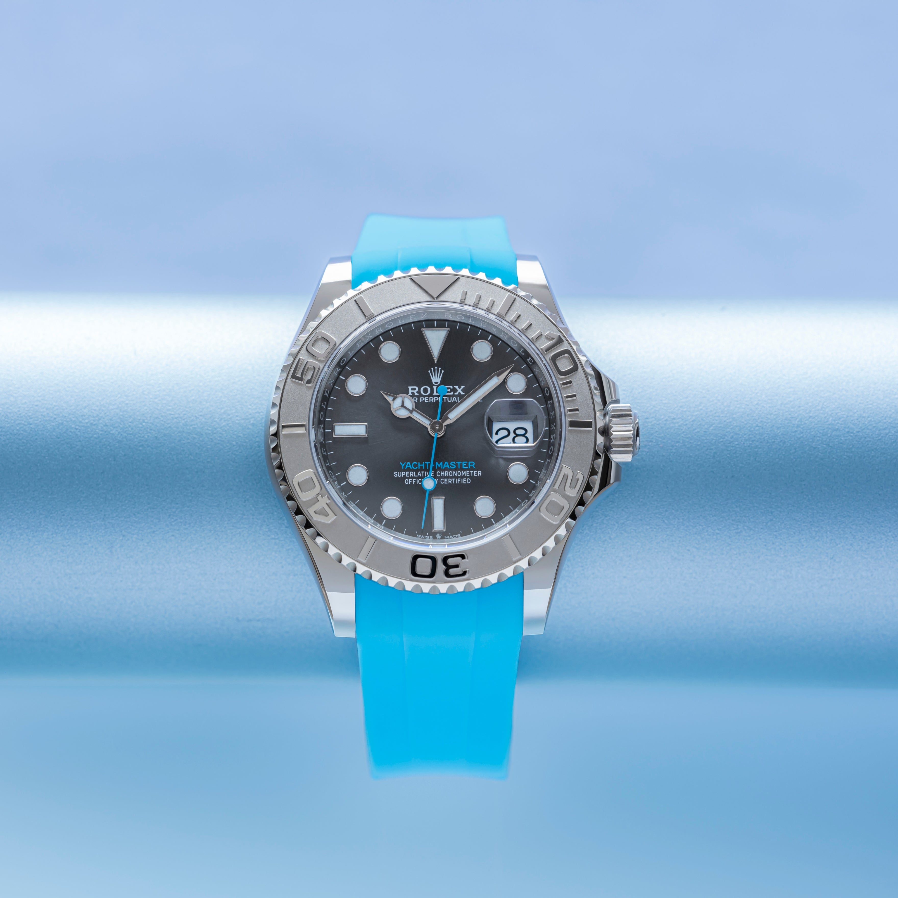 Rubber Strap for Rolex Yacht-Master on Bracelet - Miami Blue