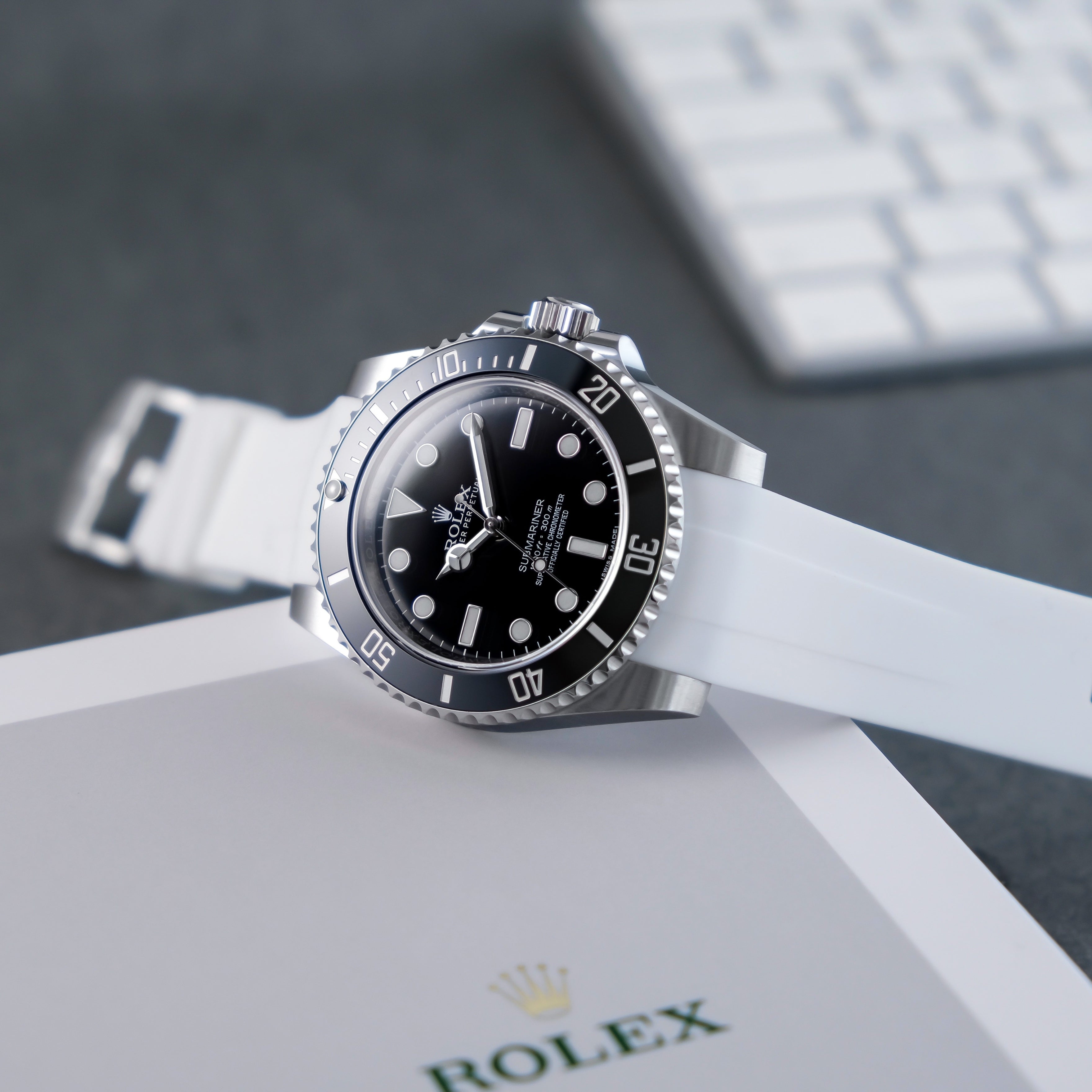 Rubber Strap for Rolex Submariner - Arctic White