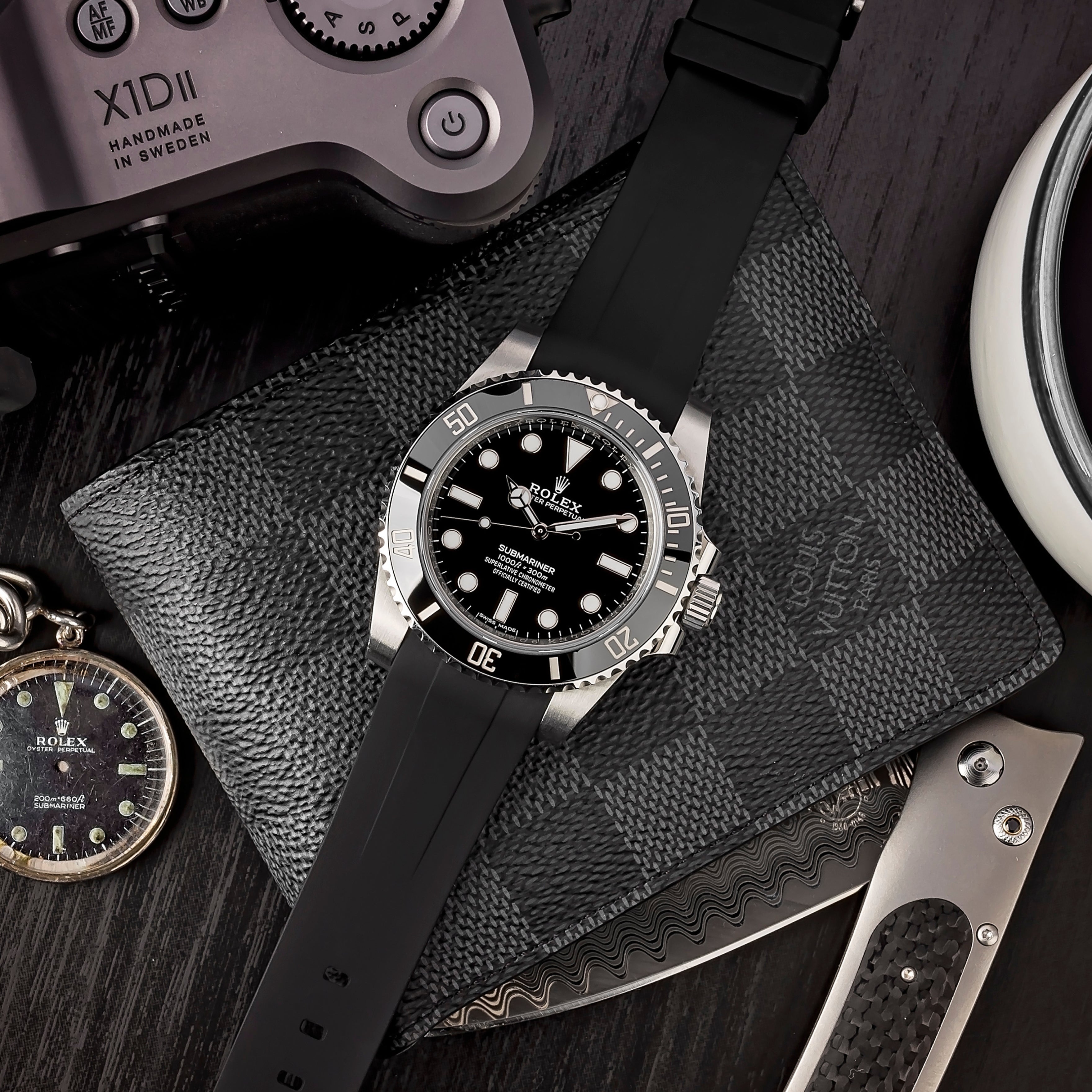 Rubber Strap for Rolex Submariner Jet Black