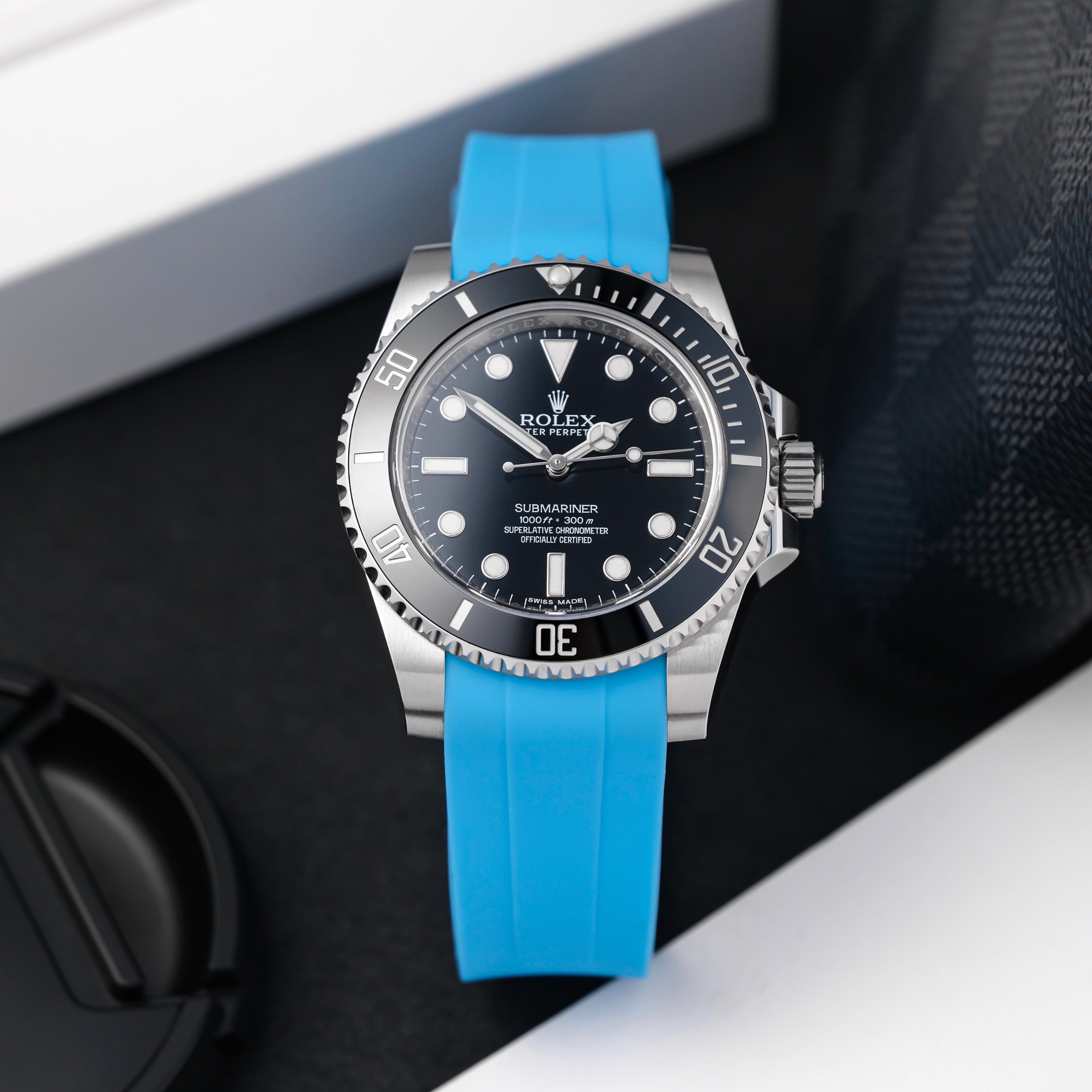 Rubber Strap for Rolex Submariner - Miami Blue