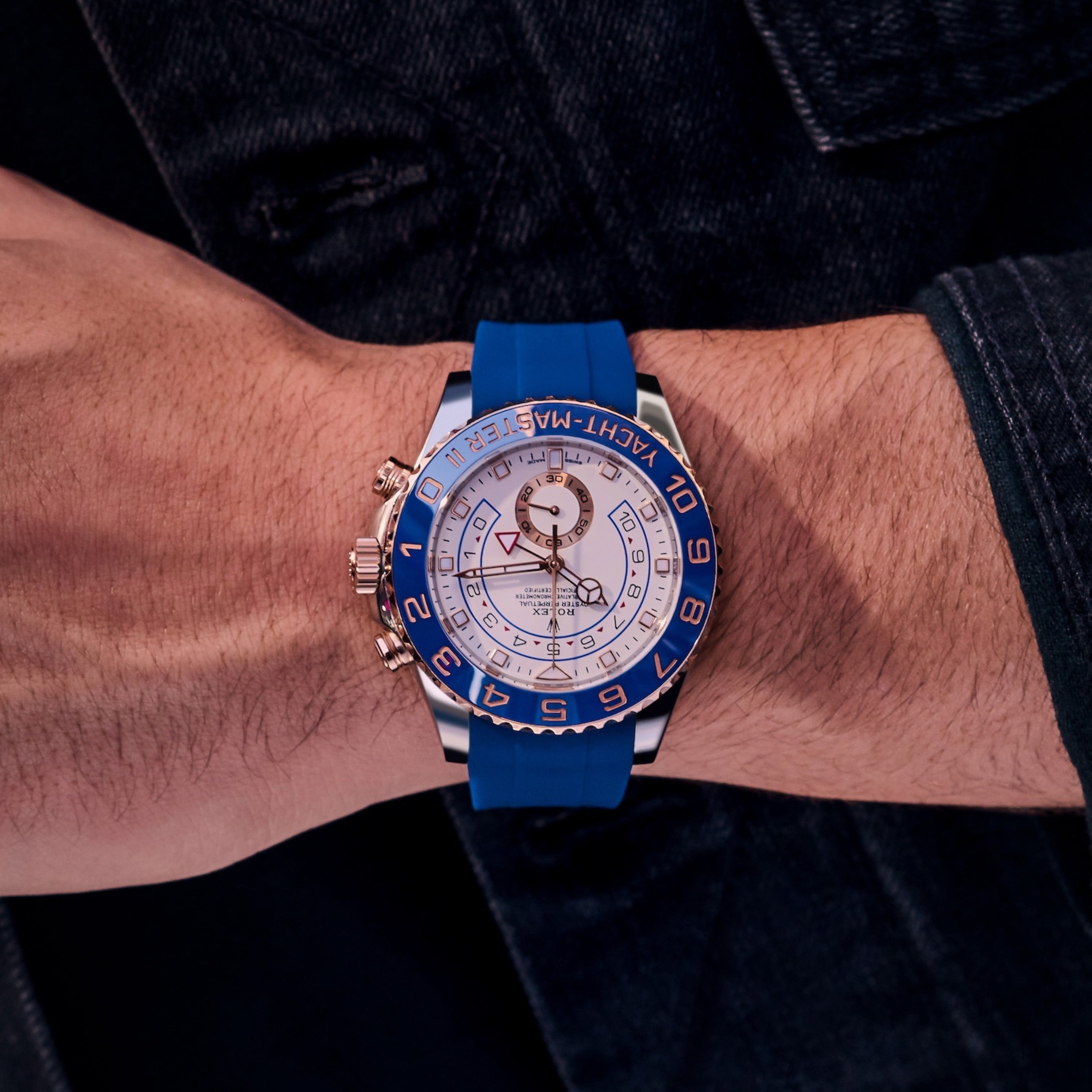 Rubber Strap for Rolex Yacht-Master II - Gulfstream Blue
