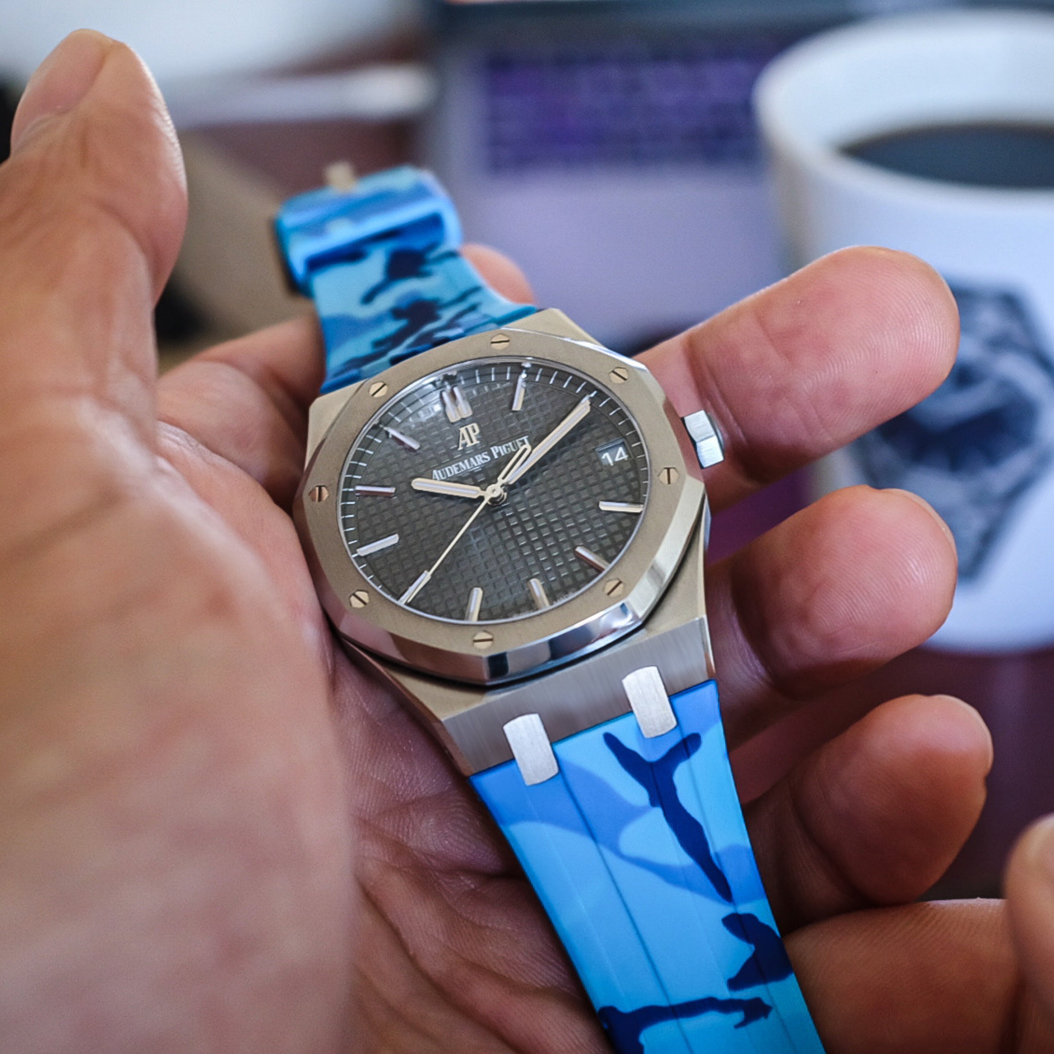 Rubber Strap for Audemars Piguet Royal Oak (41mm) Miami Blue Camo