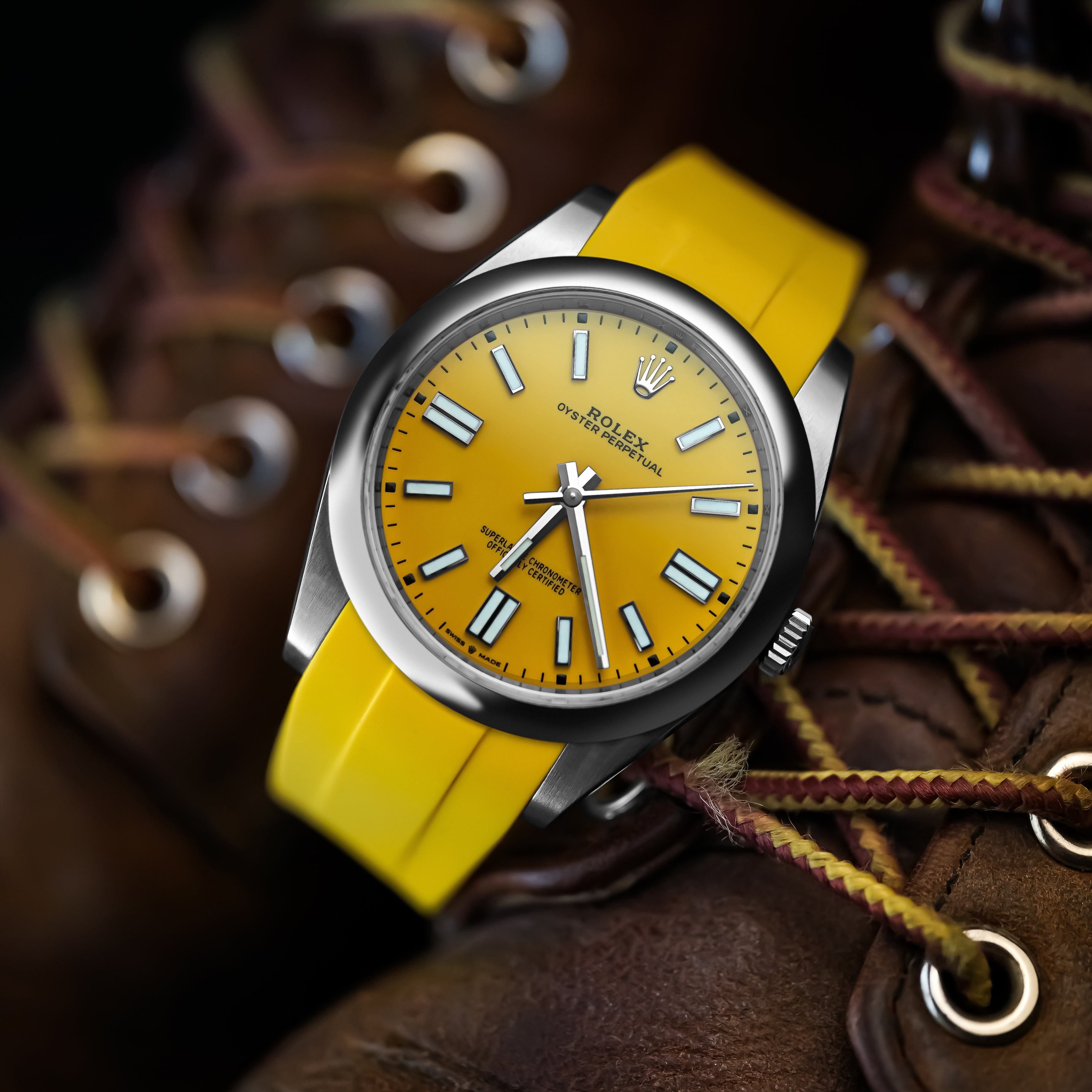 Rubber Strap for Rolex Oyster Perpetual - Sunshine Yellow