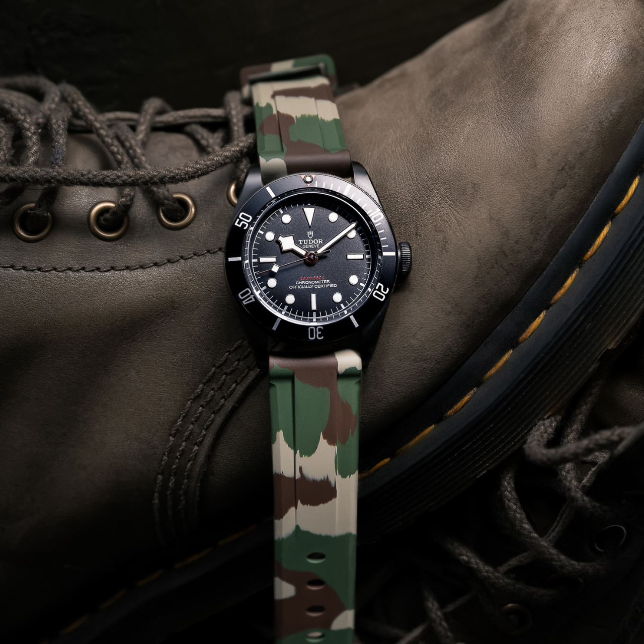 20mm Lug Width FKM Rubber Strap - Jungle Camo