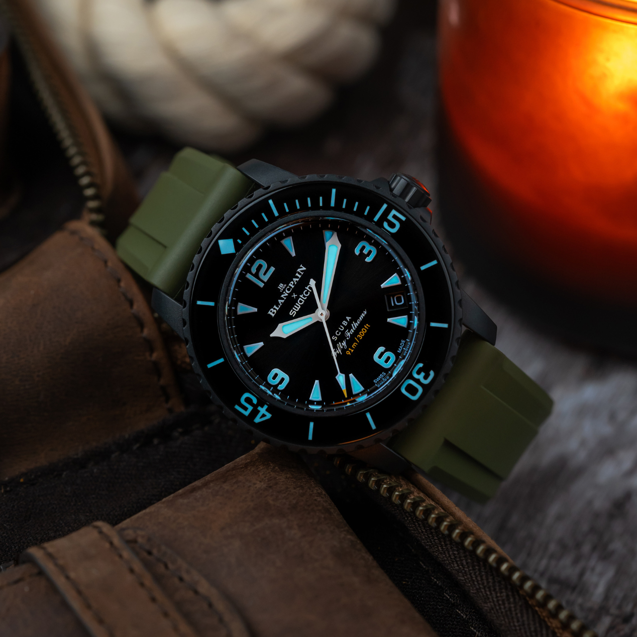 22mm Lug Width FKM Rubber Strap - Moss Green