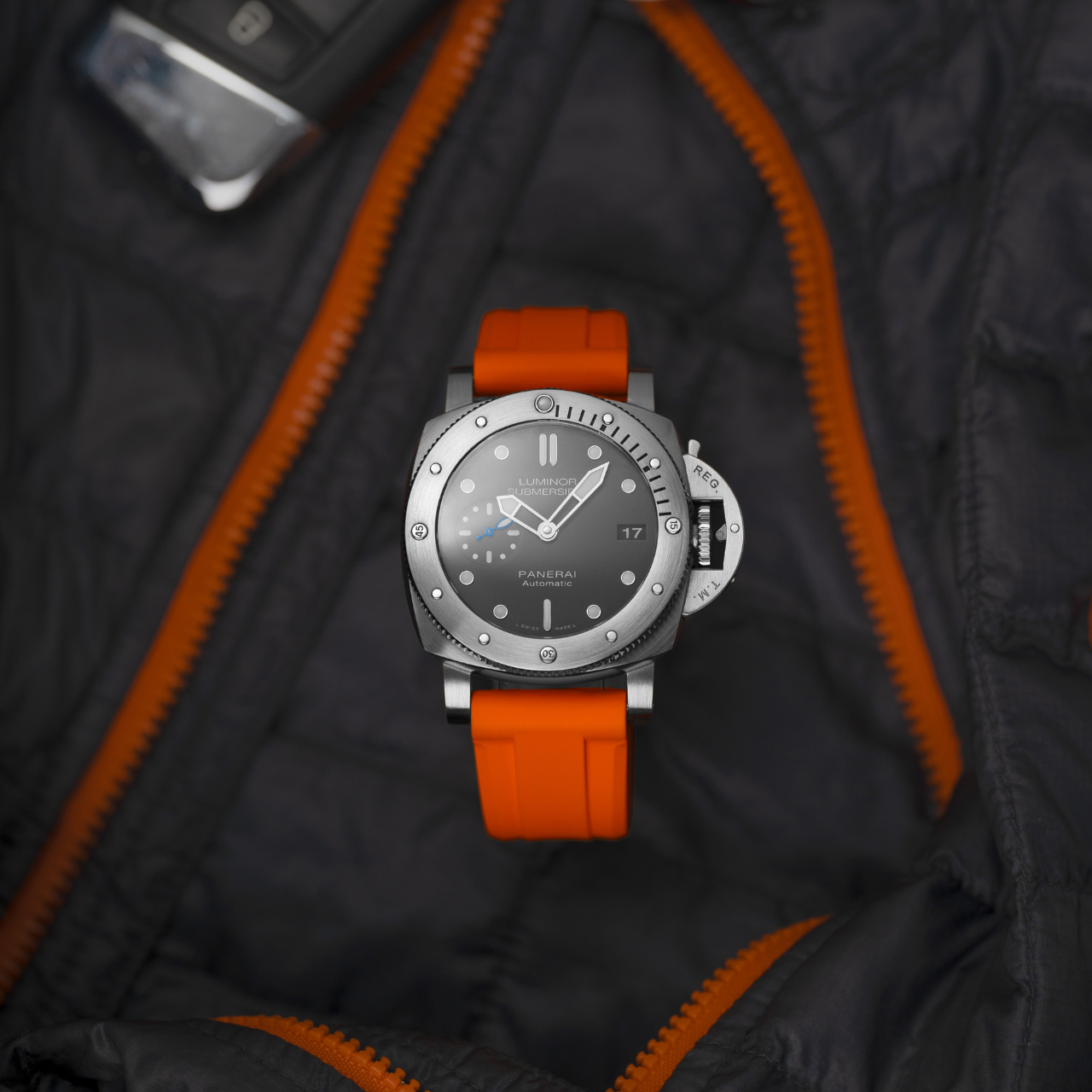 24mm Lug Width FKM Rubber Strap - Citrus Orange