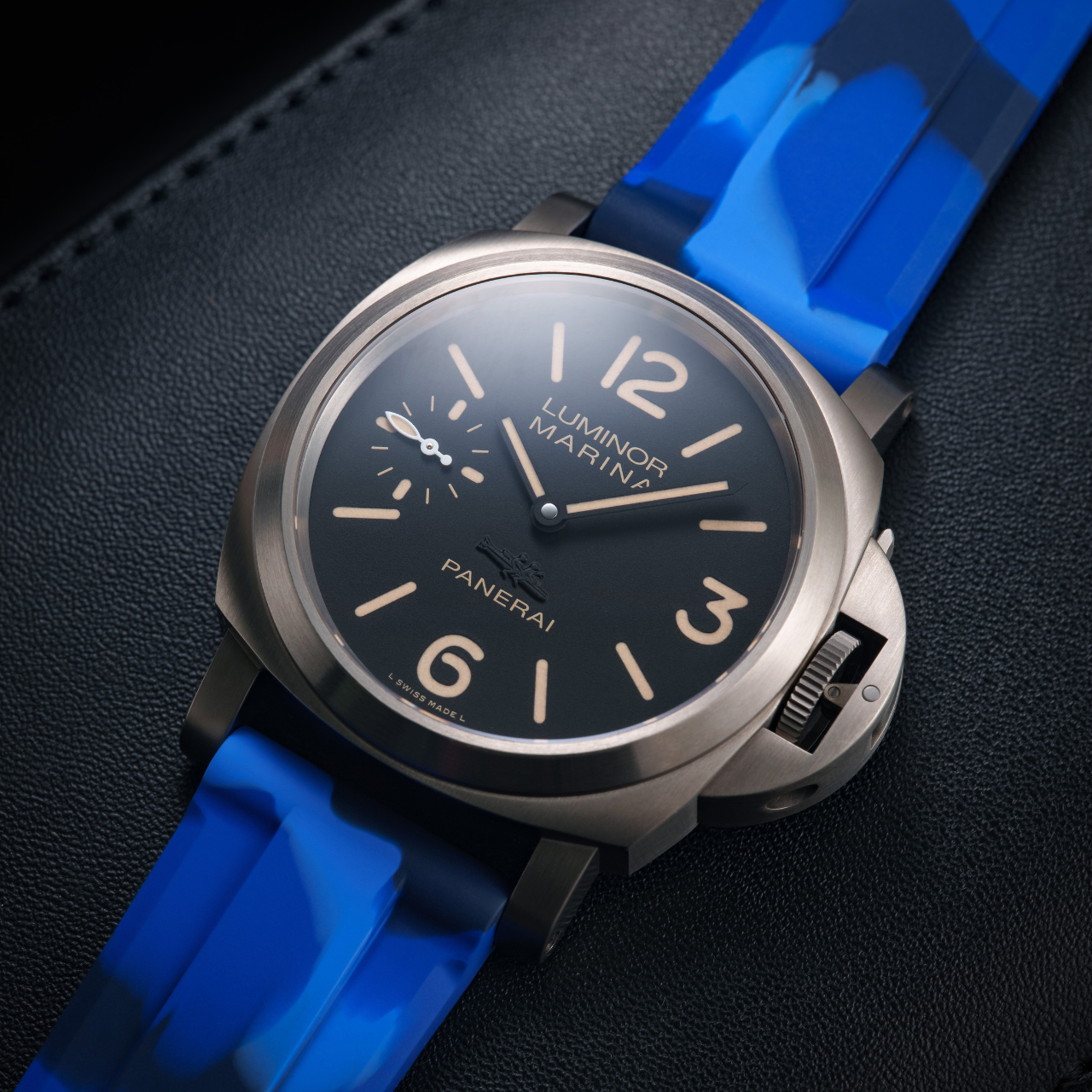 24mm Lug Width FKM Rubber Strap - Deep Blue Camo