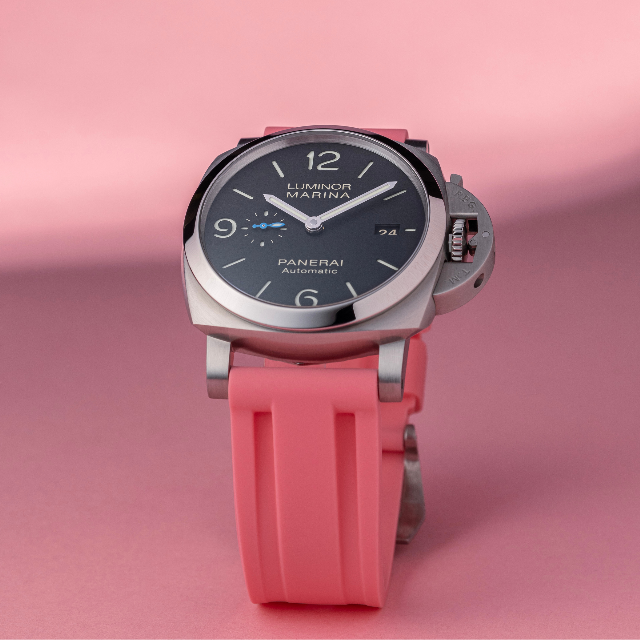 Rubber Strap for Panerai Luminor - Flamingo Pink