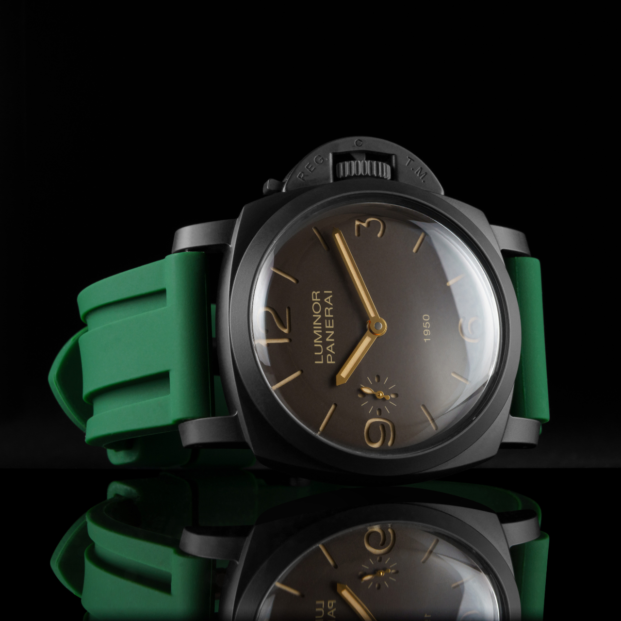 Rubber Strap for Panerai Luminor - Forest Green
