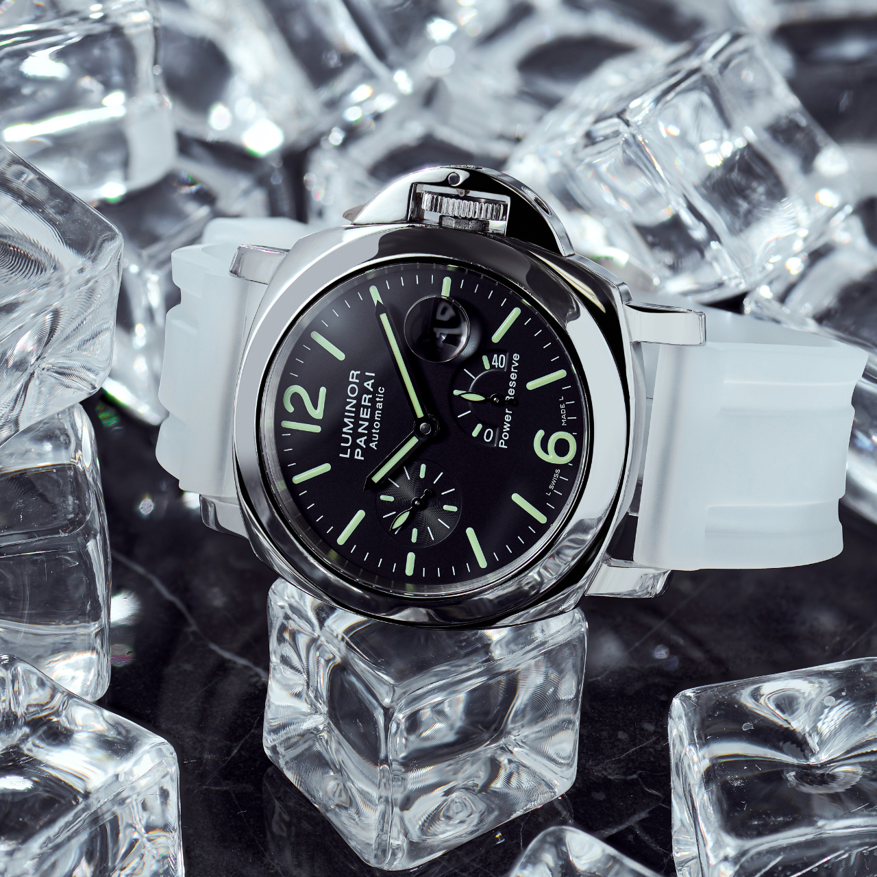 Rubber Strap for Panerai Luminor - Translucent Glacier Ice
