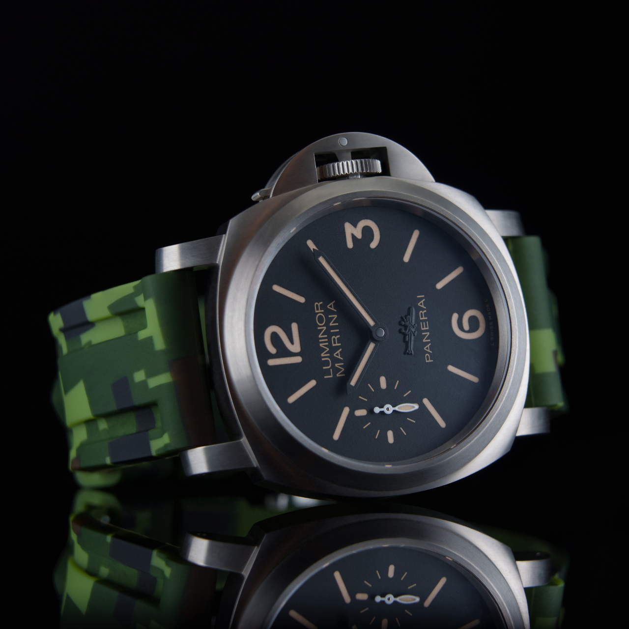 Rubber Strap for Panerai Luminor - Green Digi Camo