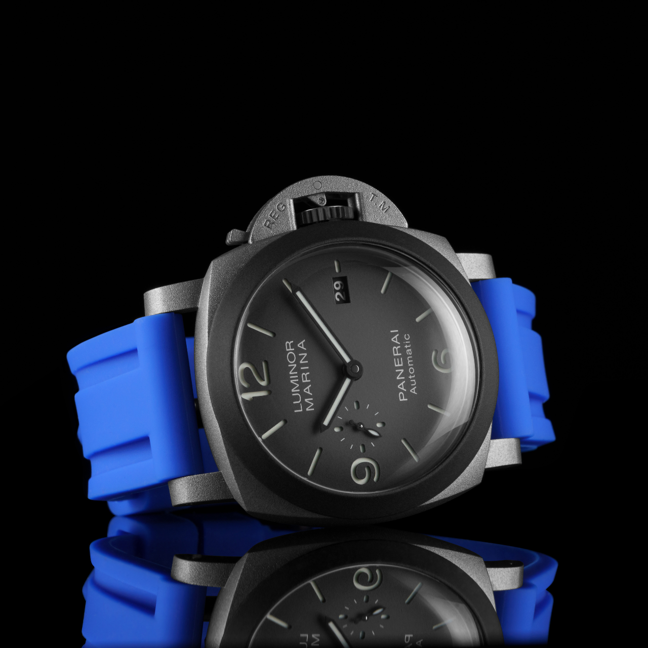 Rubber Strap for Panerai Luminor - Gulfstream Blue
