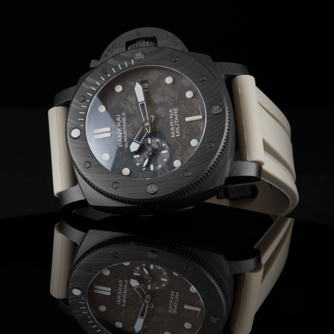 Rubber Strap for Panerai Submersible - Hurricane Grey