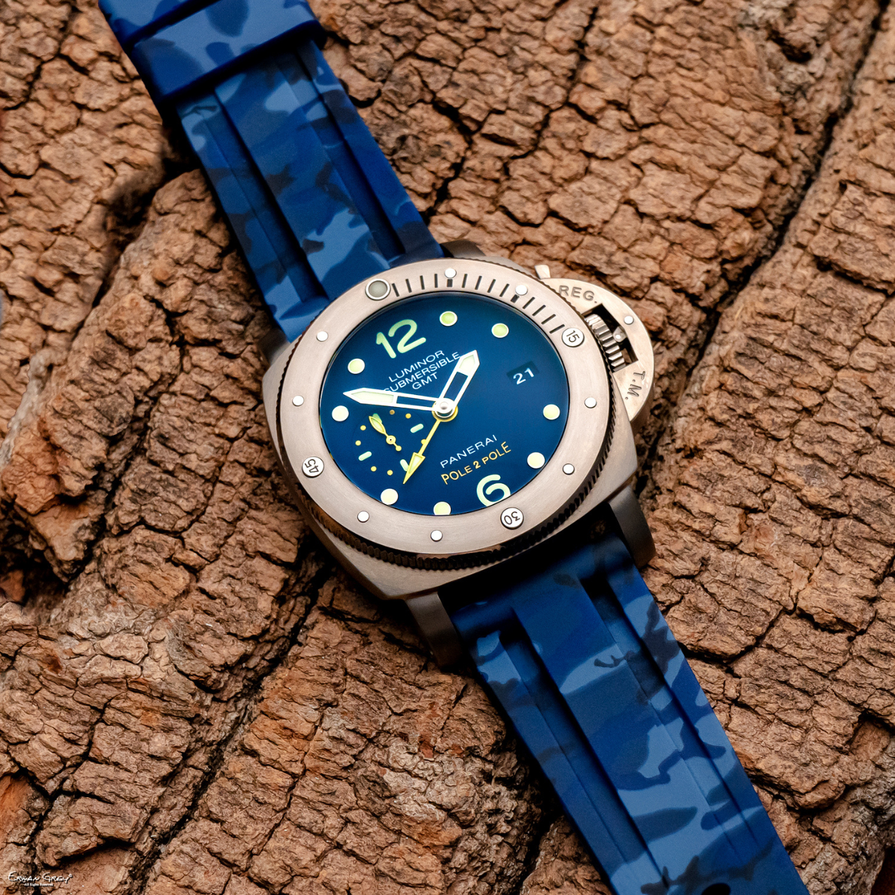 Rubber Strap for Panerai Submersible - Ocean Camo