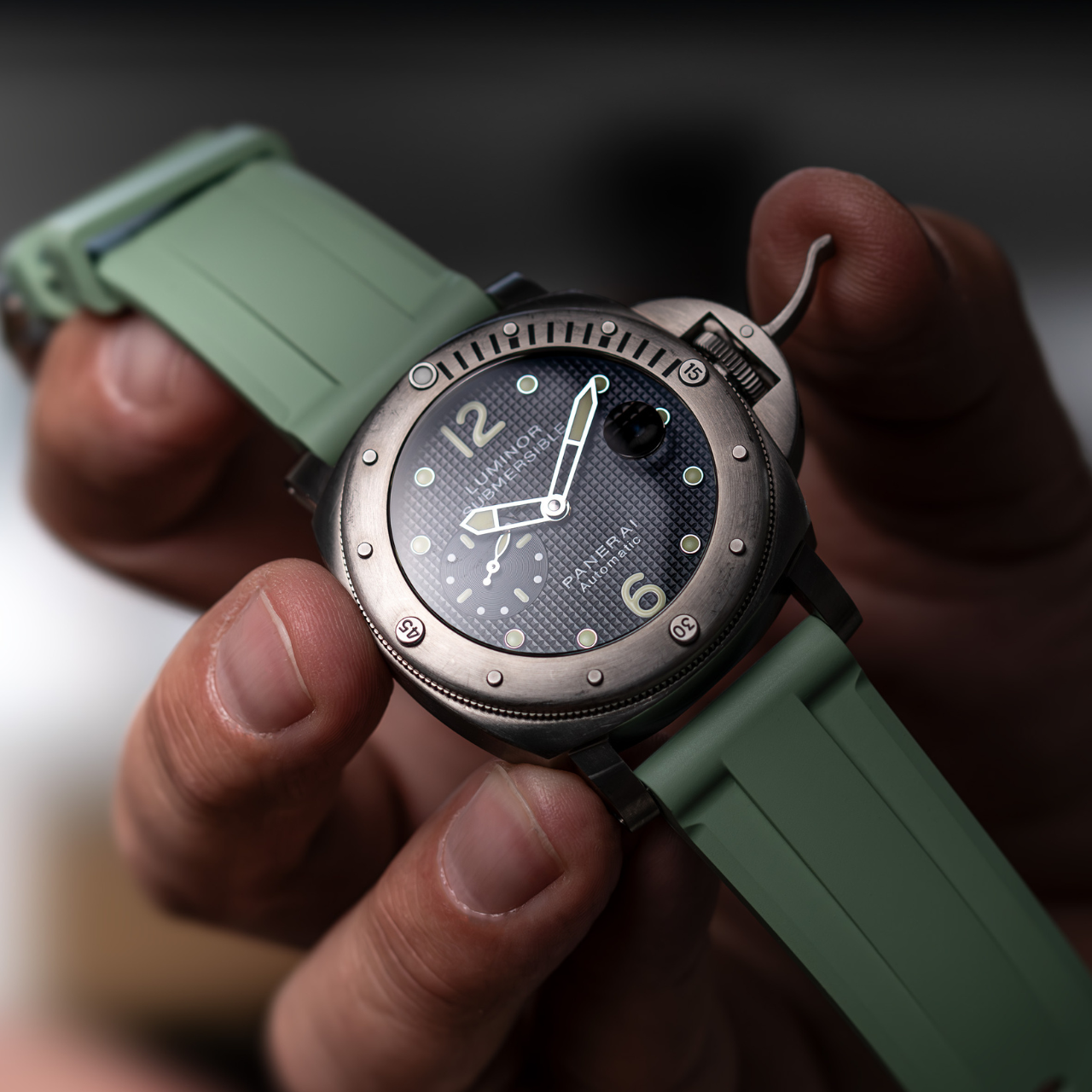 FKM Rubber Strap for Panerai Submersible - Sage Green