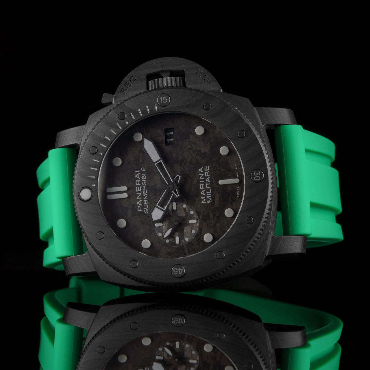Rubber Strap for Panerai Submersible - Shamrock Green