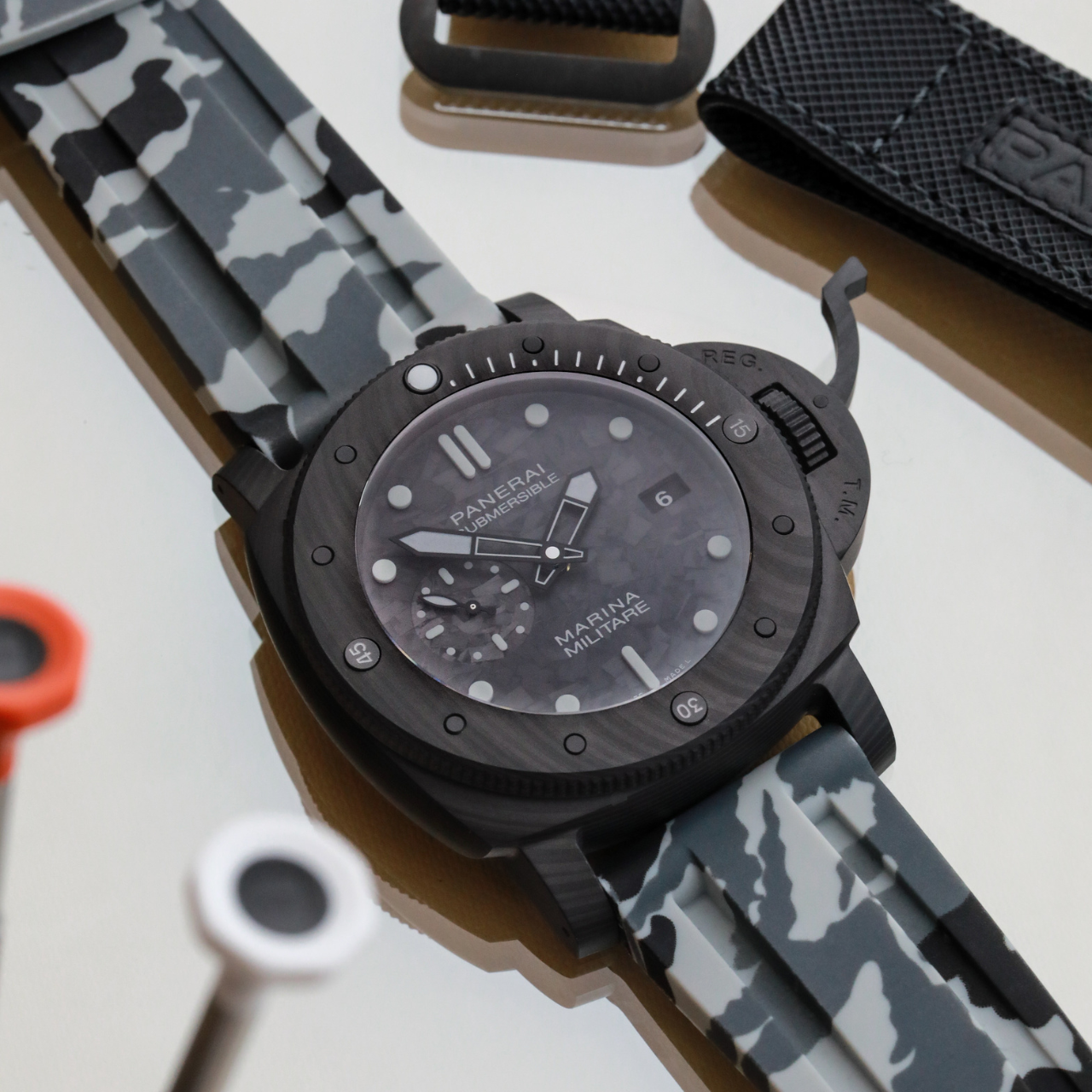 Rubber Strap for Panerai Submersible - Snow Camo