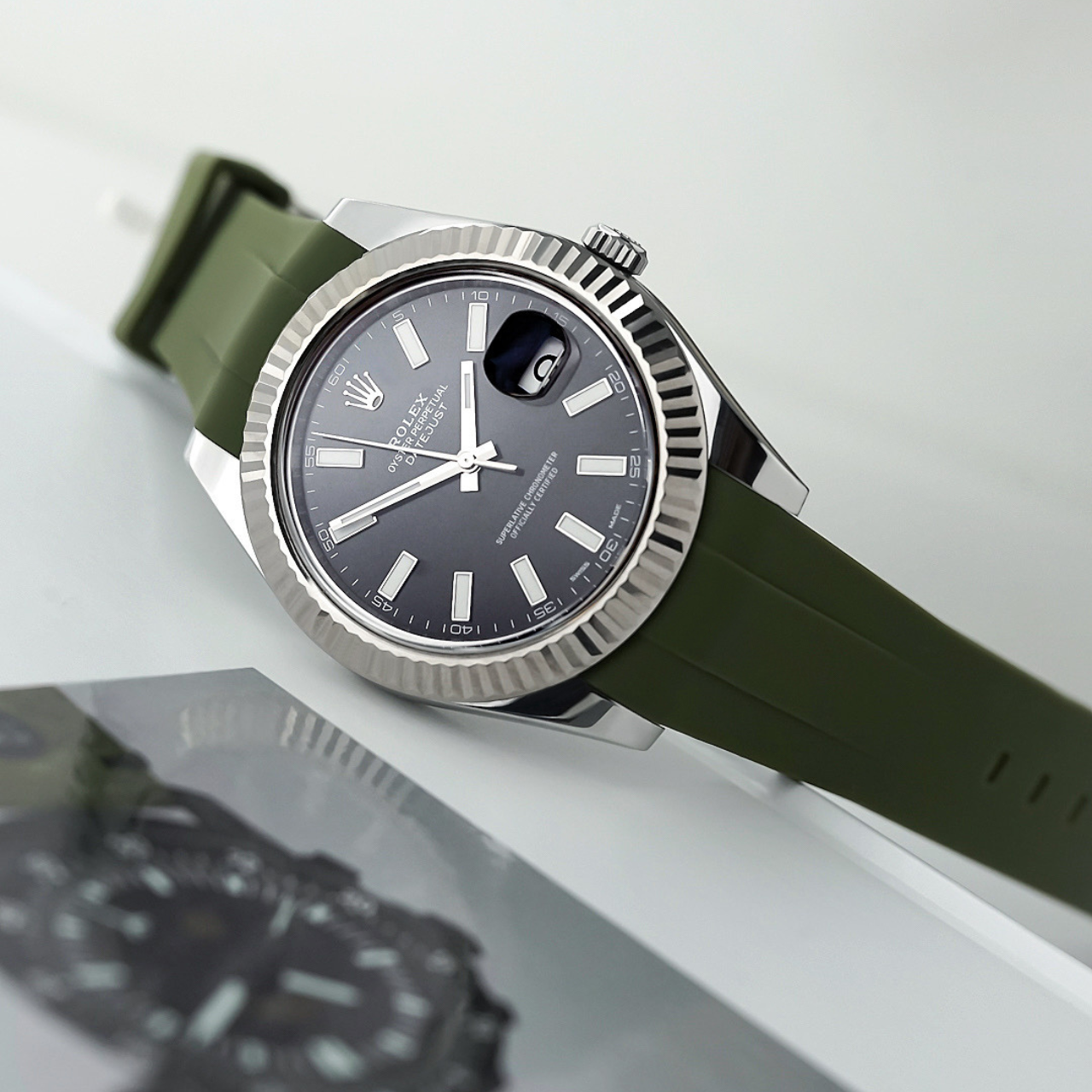 Rubber Strap for Rolex Datejust II - Olive Green