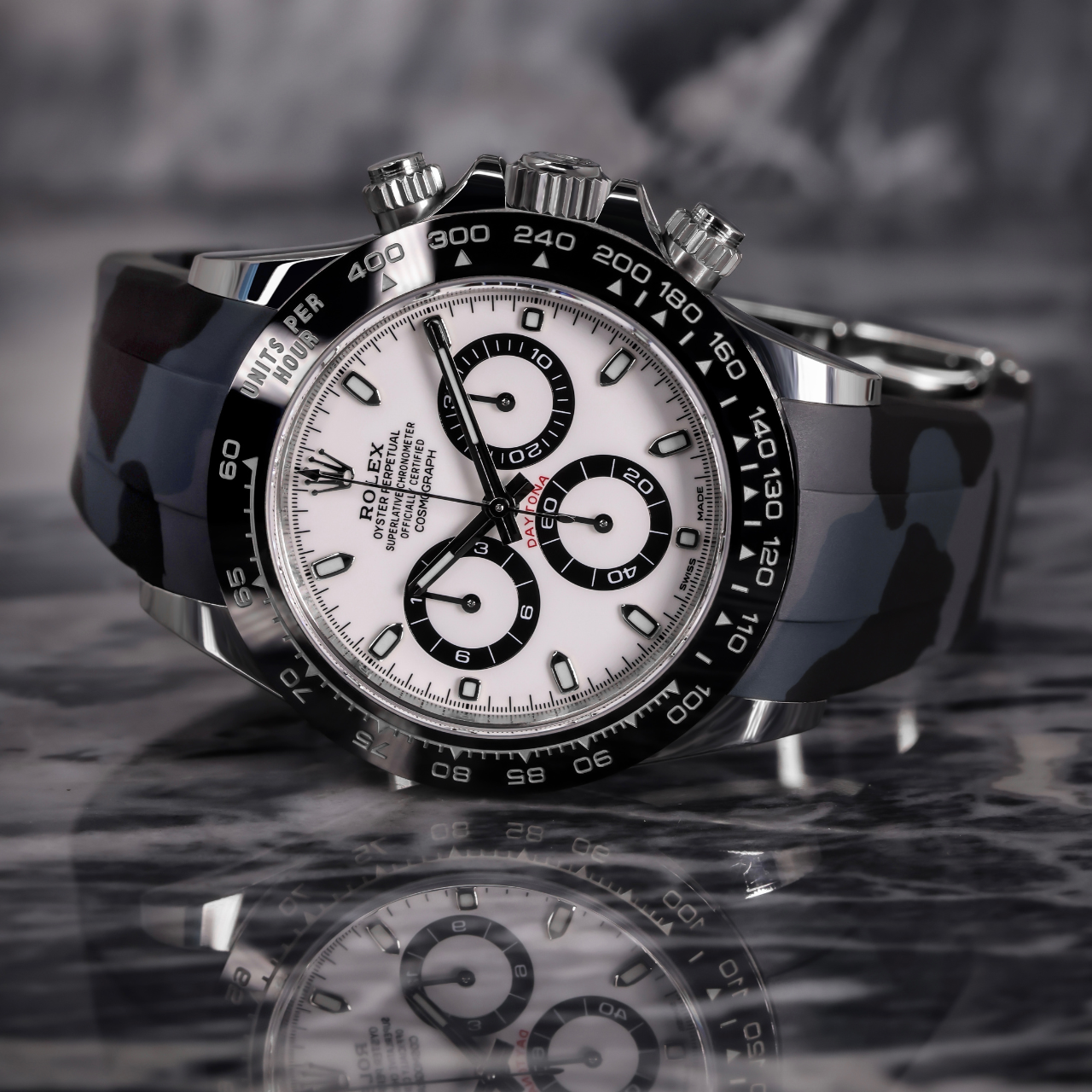 FKM Rubber Strap for Rolex Daytona on Bracelet - Carbon Camo