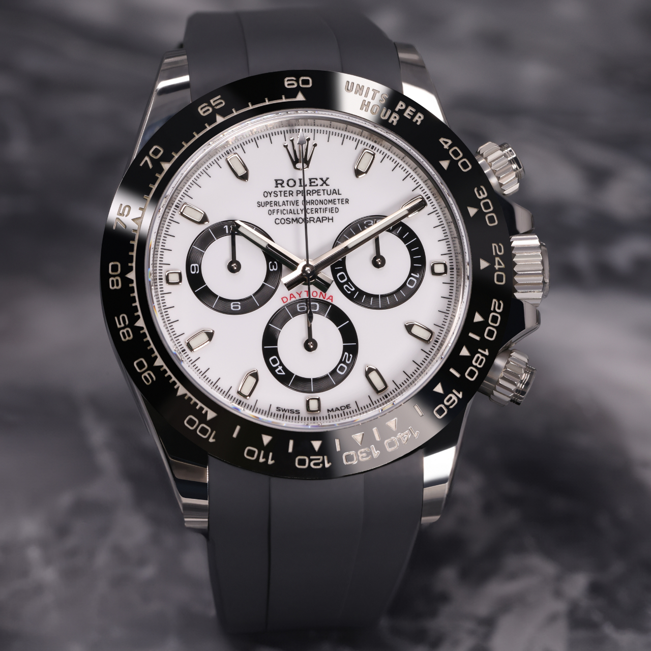 FKM Rubber Strap for Rolex Daytona on Bracelet - Carbon Grey