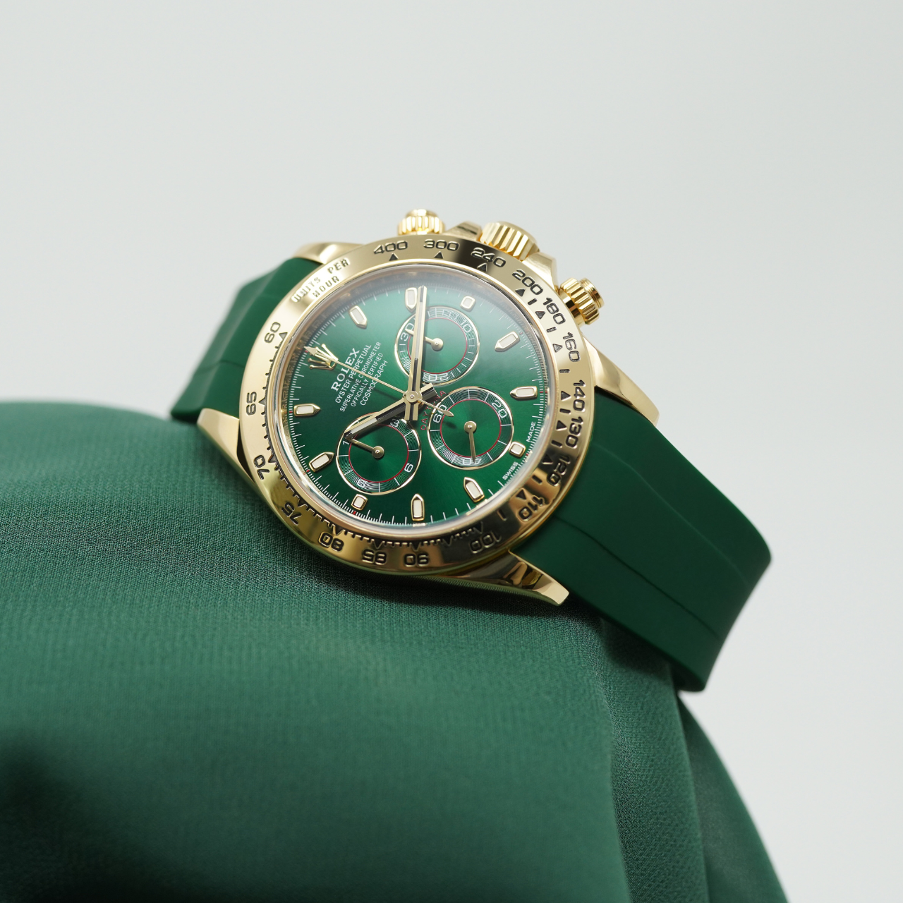 Rubber Strap for Rolex Daytona on Bracelet - Forest Green