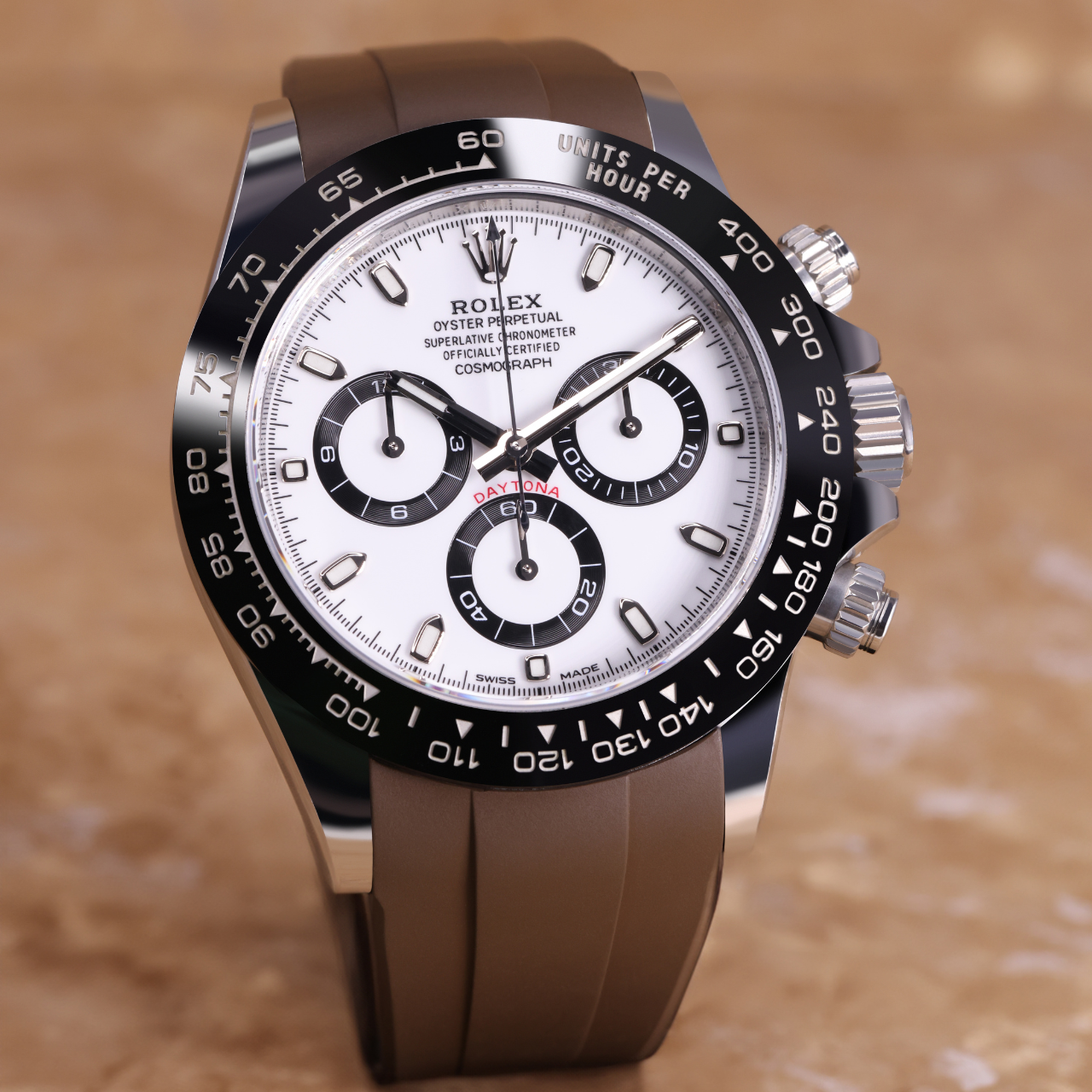 FKM Rubber Strap for Rolex Daytona on Bracelet - Mocha