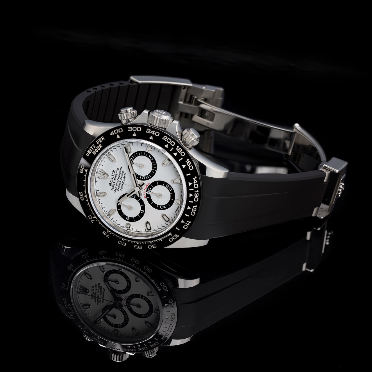 FKM Rubber Strap for Rolex Daytona on Bracelet - Space Black