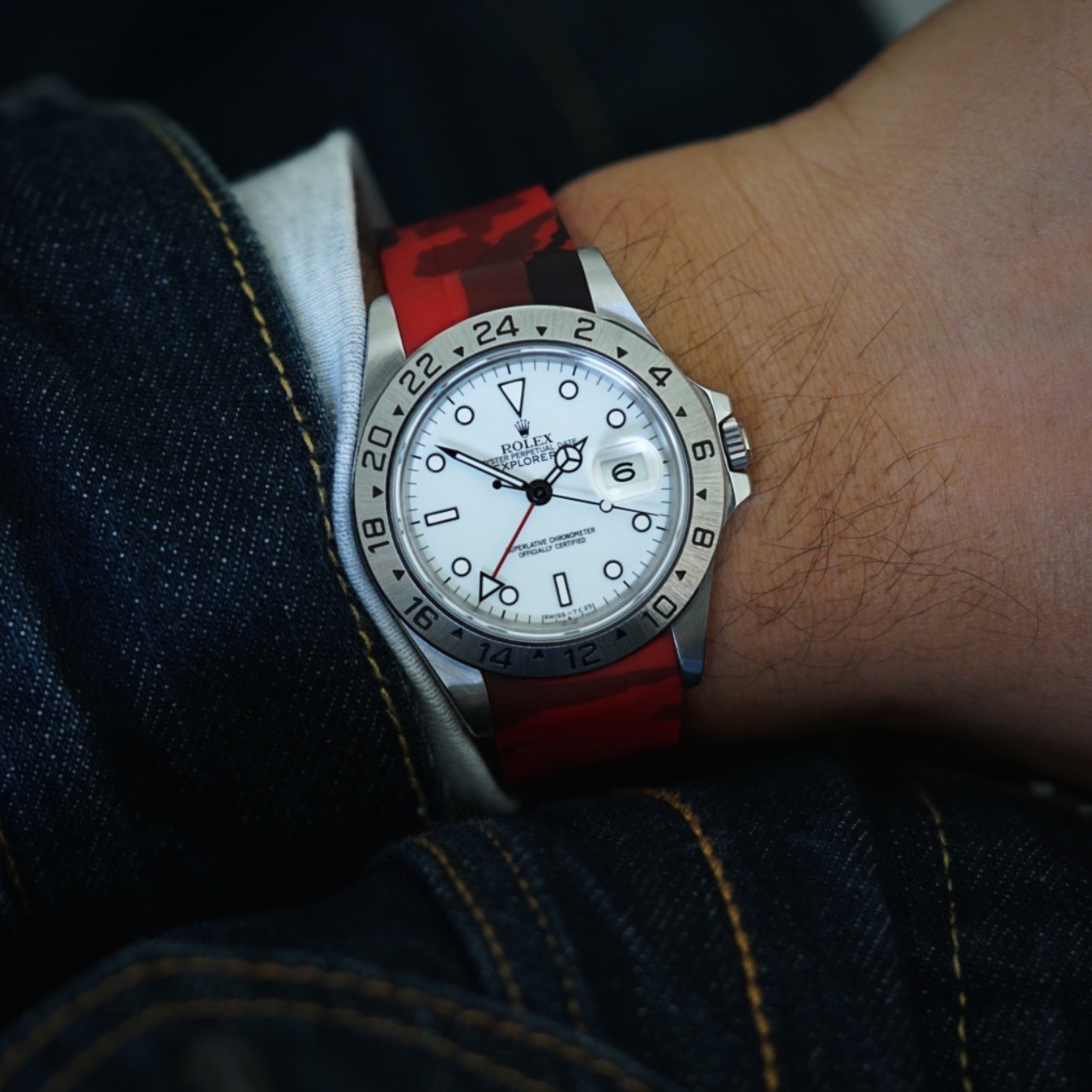 Rubber Strap for Rolex Explorer II - Red Camo