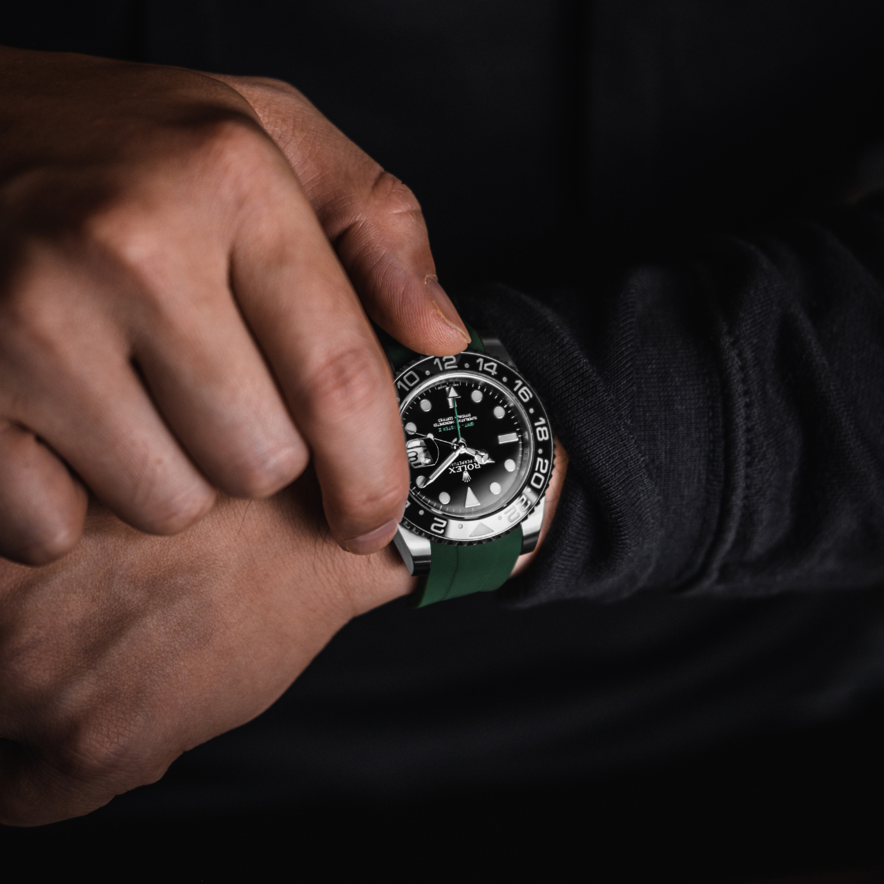 Rubber Strap for Rolex GMT Master II - Forest Green