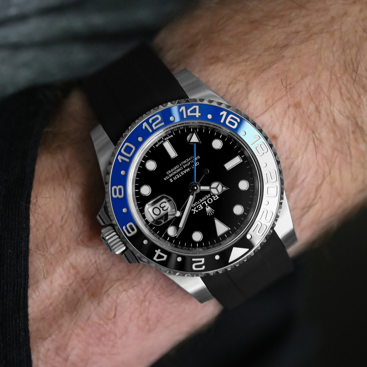 Rubber Strap for Rolex GMT Master II - Jet Black