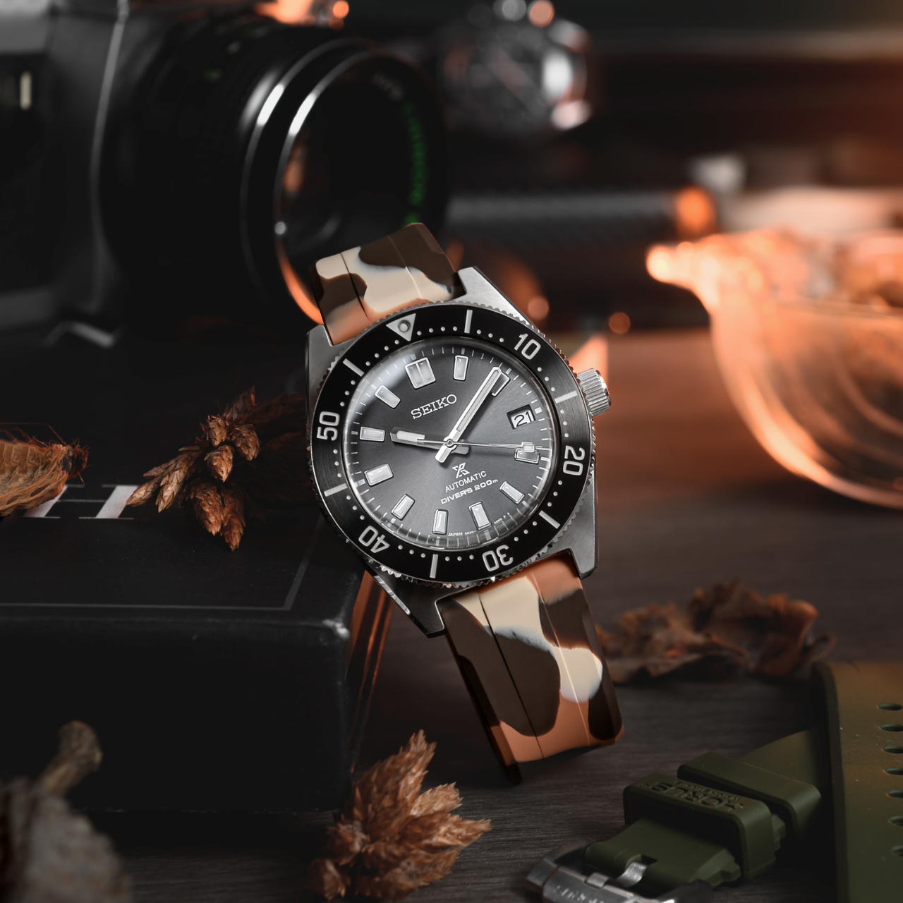 20mm Lug Width FKM Rubber Strap - Desert Camo