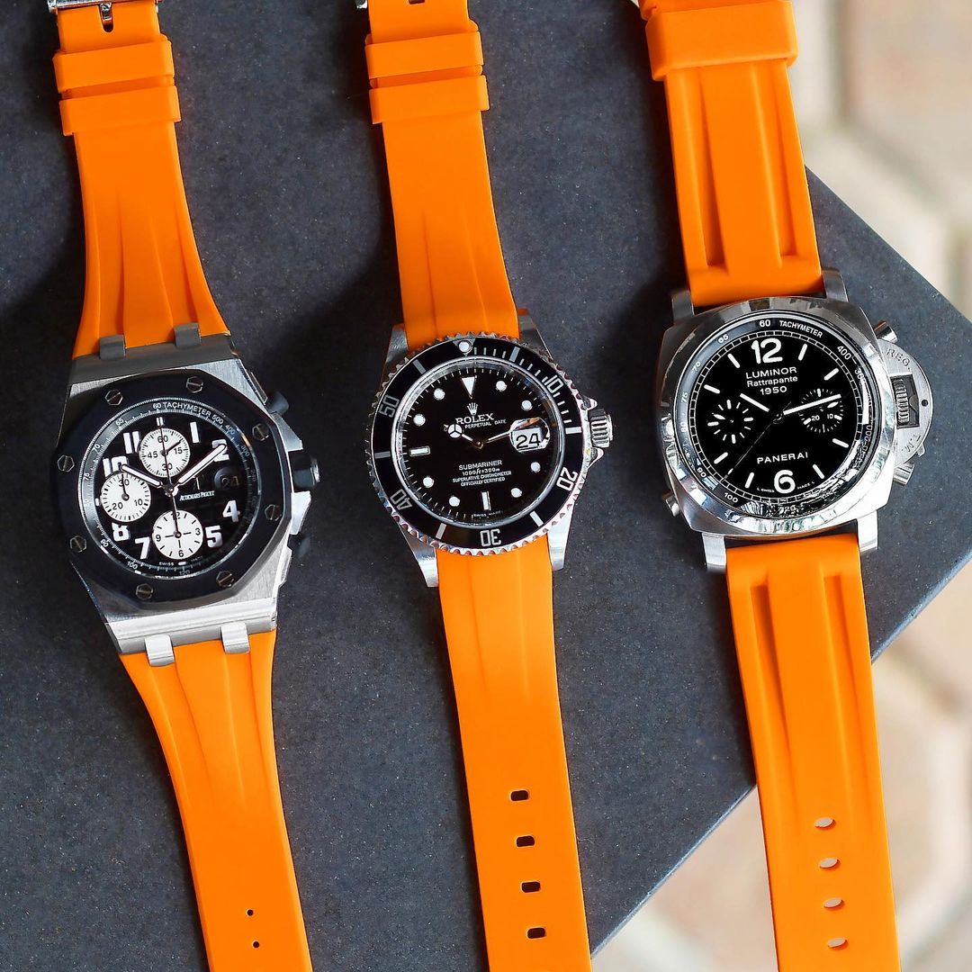 FKM rubber watch strap for sport and swimming