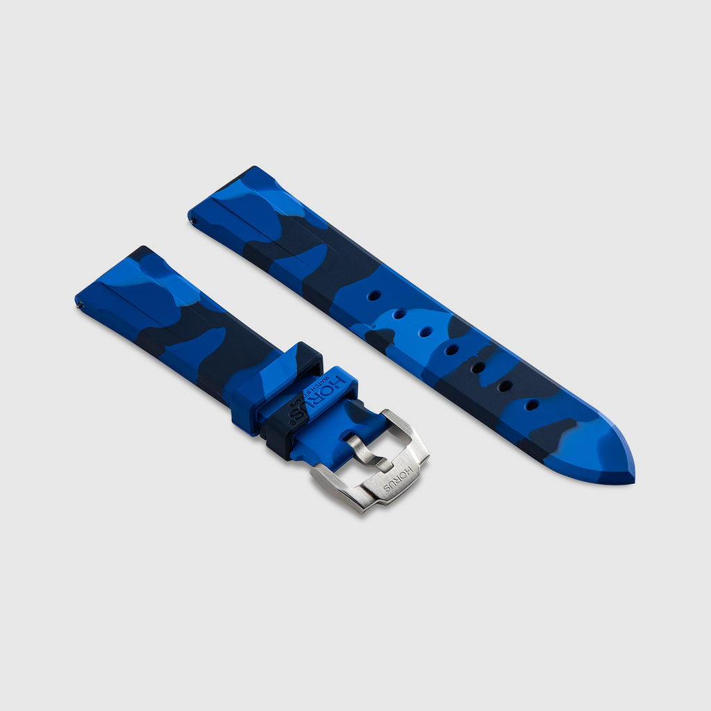 新品タグ付 Wrexham 24 M 正規品 League パッチ付 レクサム FKM Rubber Strap for Tag Heuer Carrera - Deep Blue Camo