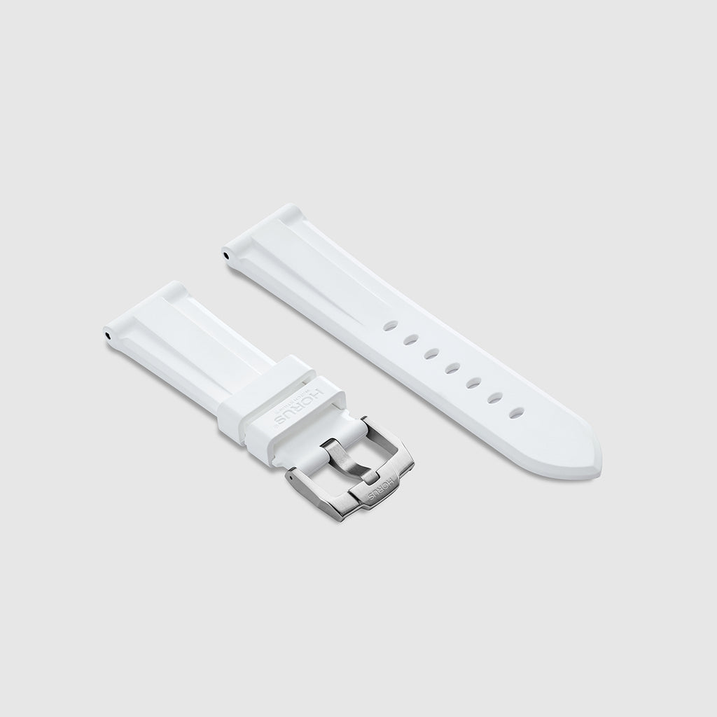 24ミリ幅FLANGE STRAP 24mm Lug Width FKM Rubber Strap - Polar White